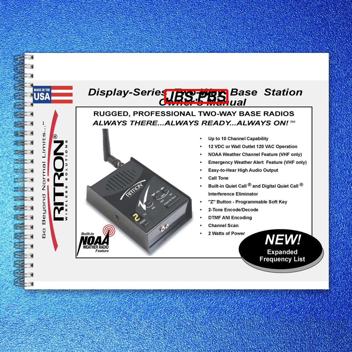RITRON JBS PBS Display Series Two-Way Base Station Owners Manual - WIRE BOUND