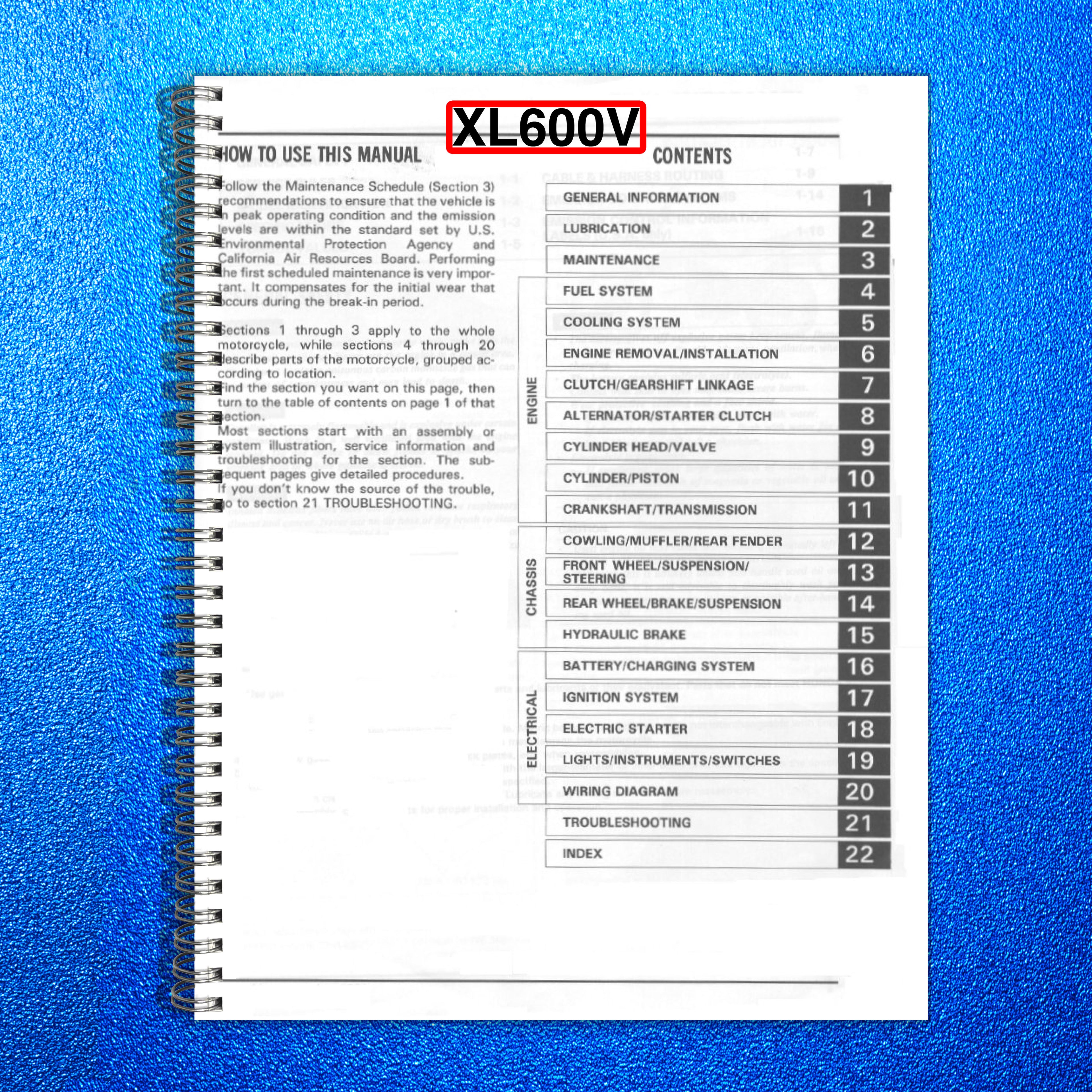 HONDA XL600V Transalp Motorcycle Service Manual - BOUND - COVERS - XL FOLDOUTS