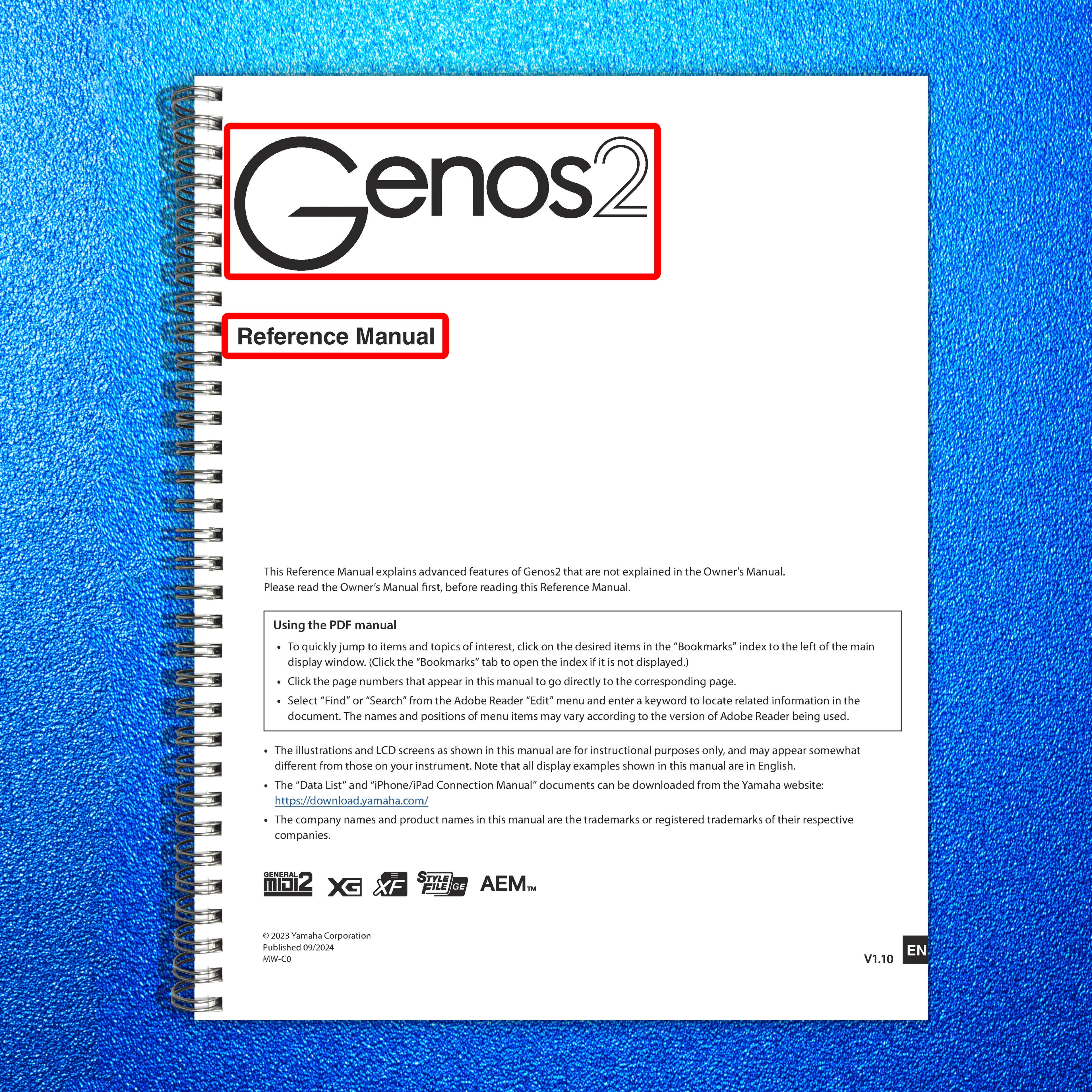 YAMAHA Genos 2 Reference Manual - 172 Pages, Protective Covers, Steel Wire Bound