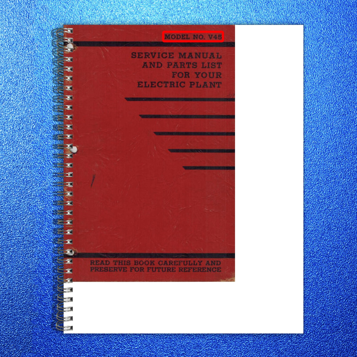 ONAN V45 Generator Set Service Manual 1945 - STEEL WIRE BOUND - TOUGH COVERS