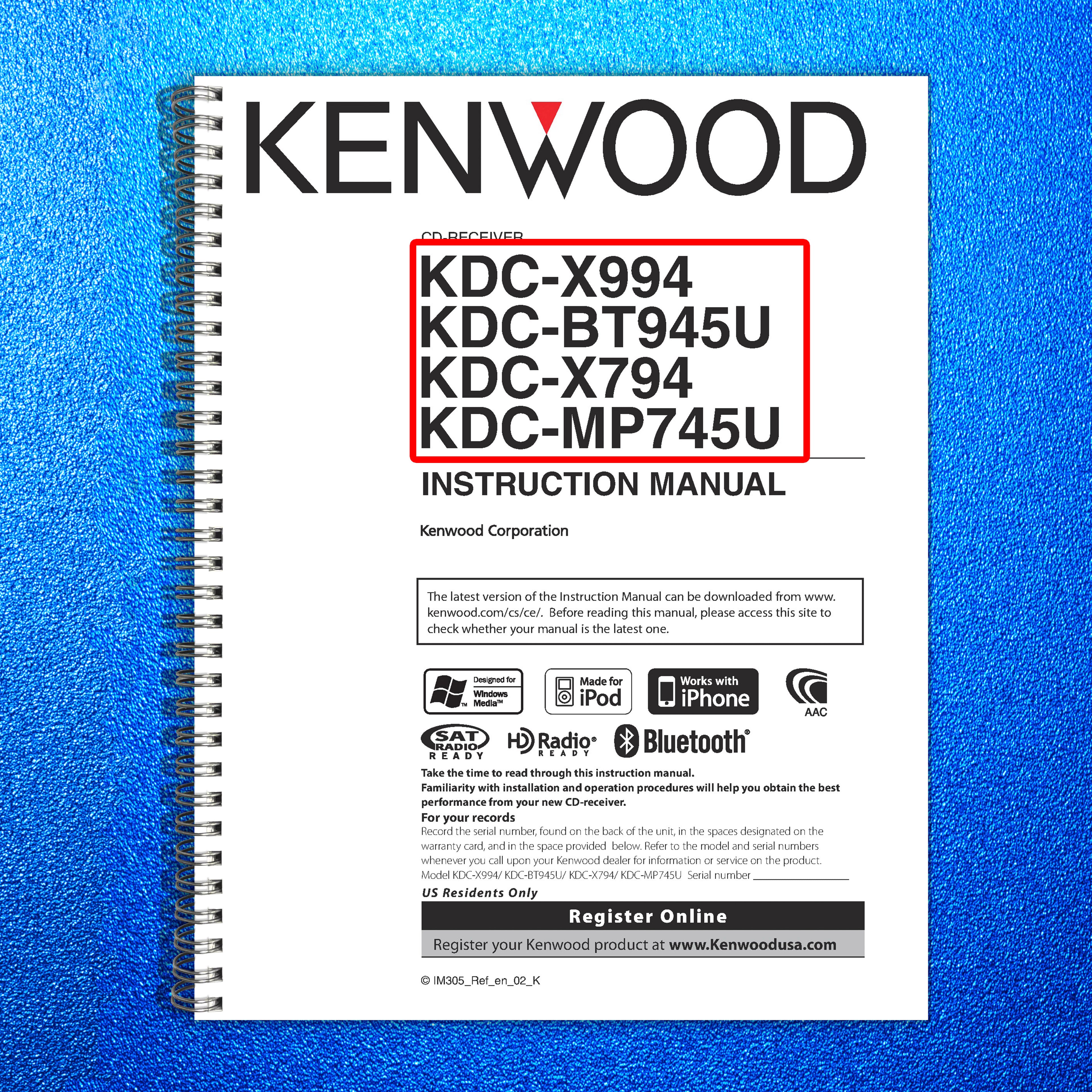 KENWOOD KDC-X994 KDC-BT945U KDC-X794 KDC-MP745U Instruction Manual - WIRE BOUND