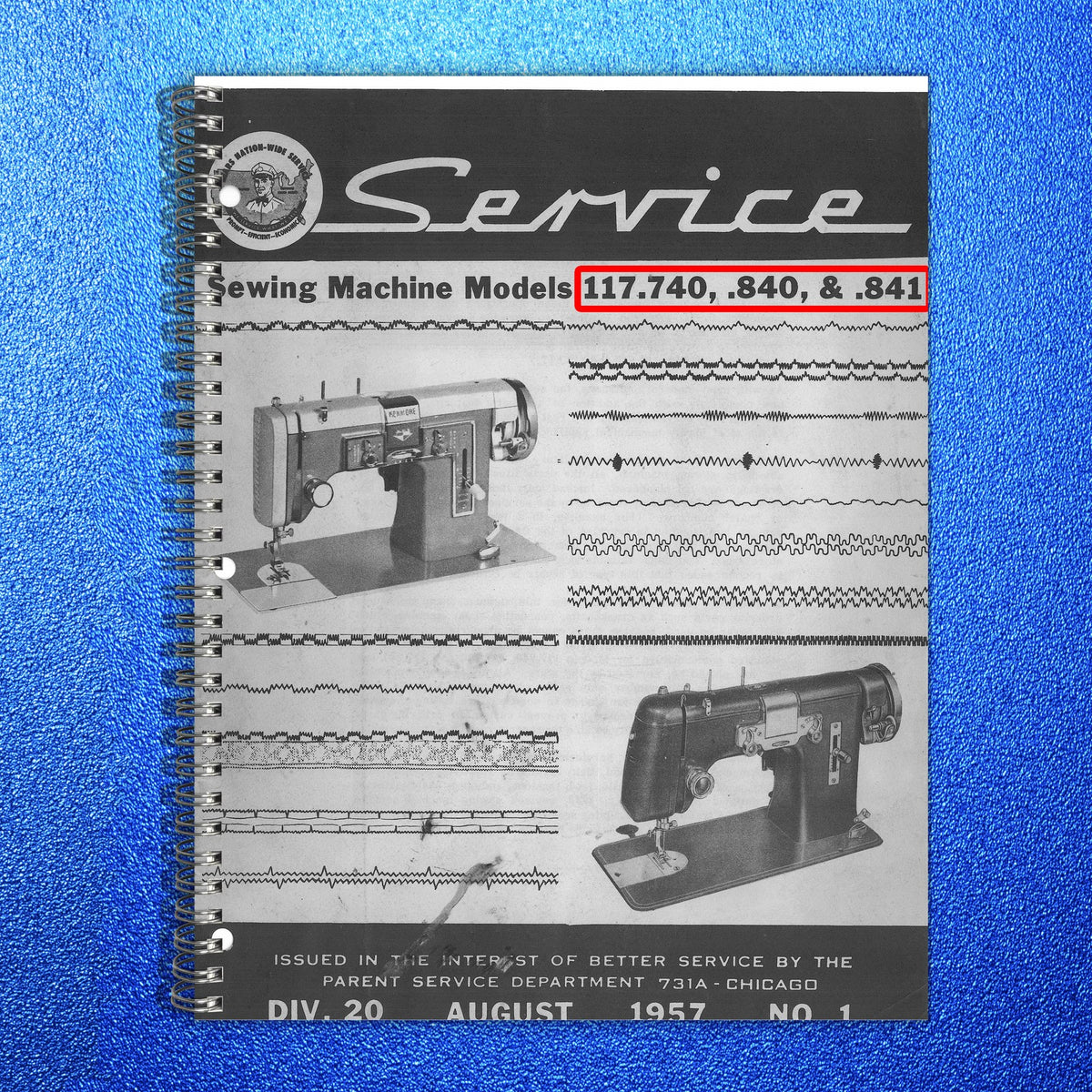 KENMORE 117740 117840 117841 Sewing Machine Service Manual 1957 - WIRE BOUND