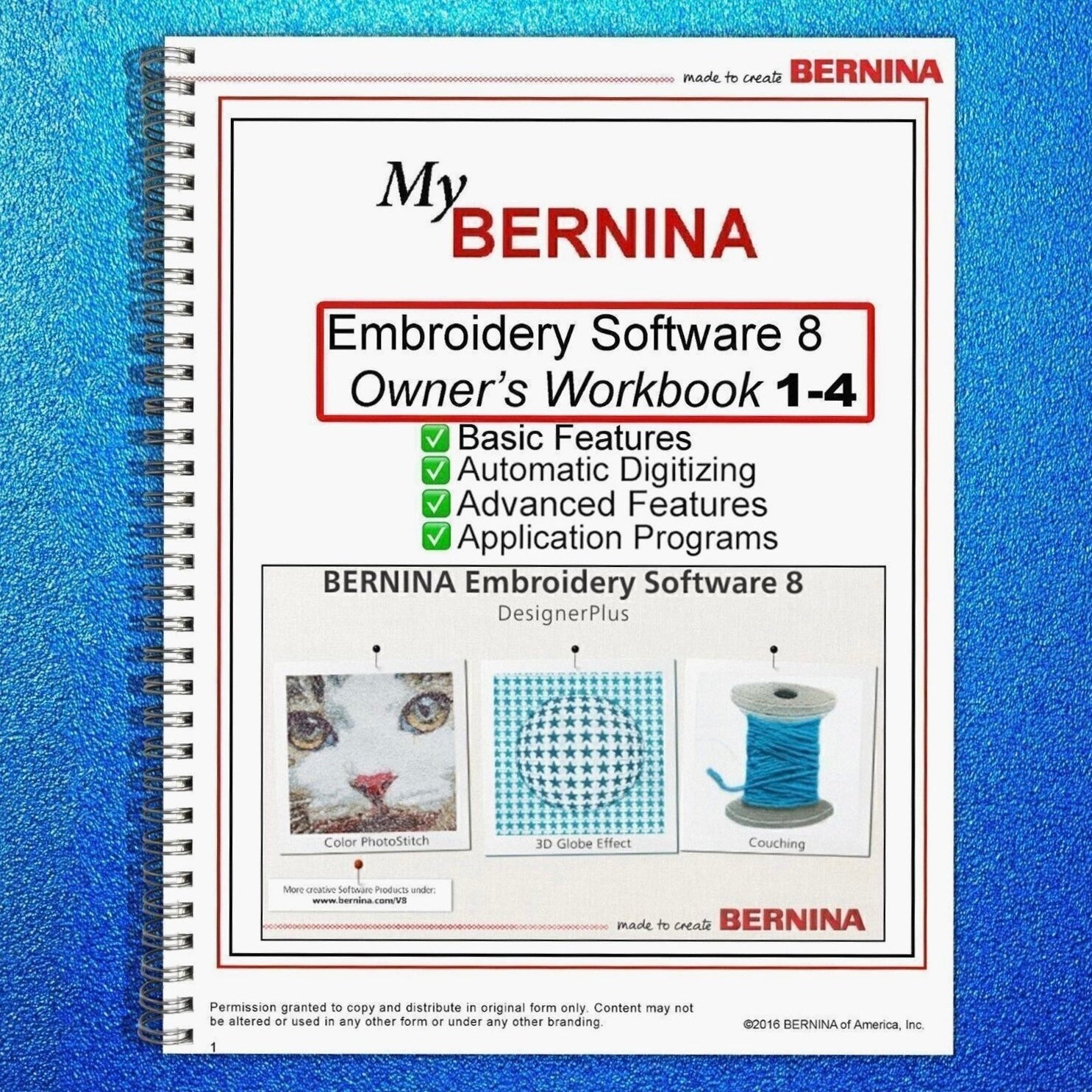 My Bernina Workbooks 1, 2, 3 & 4 for Embroidery Software 8: Wire Bound Bundle!
