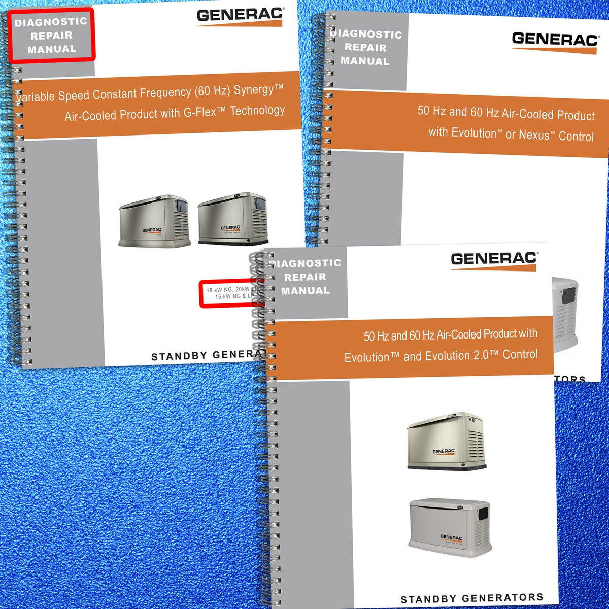 GENERAC Evolution Nexus Synergy 15kW 18kW 20kW EcoGen Service Manual BUNDLE
