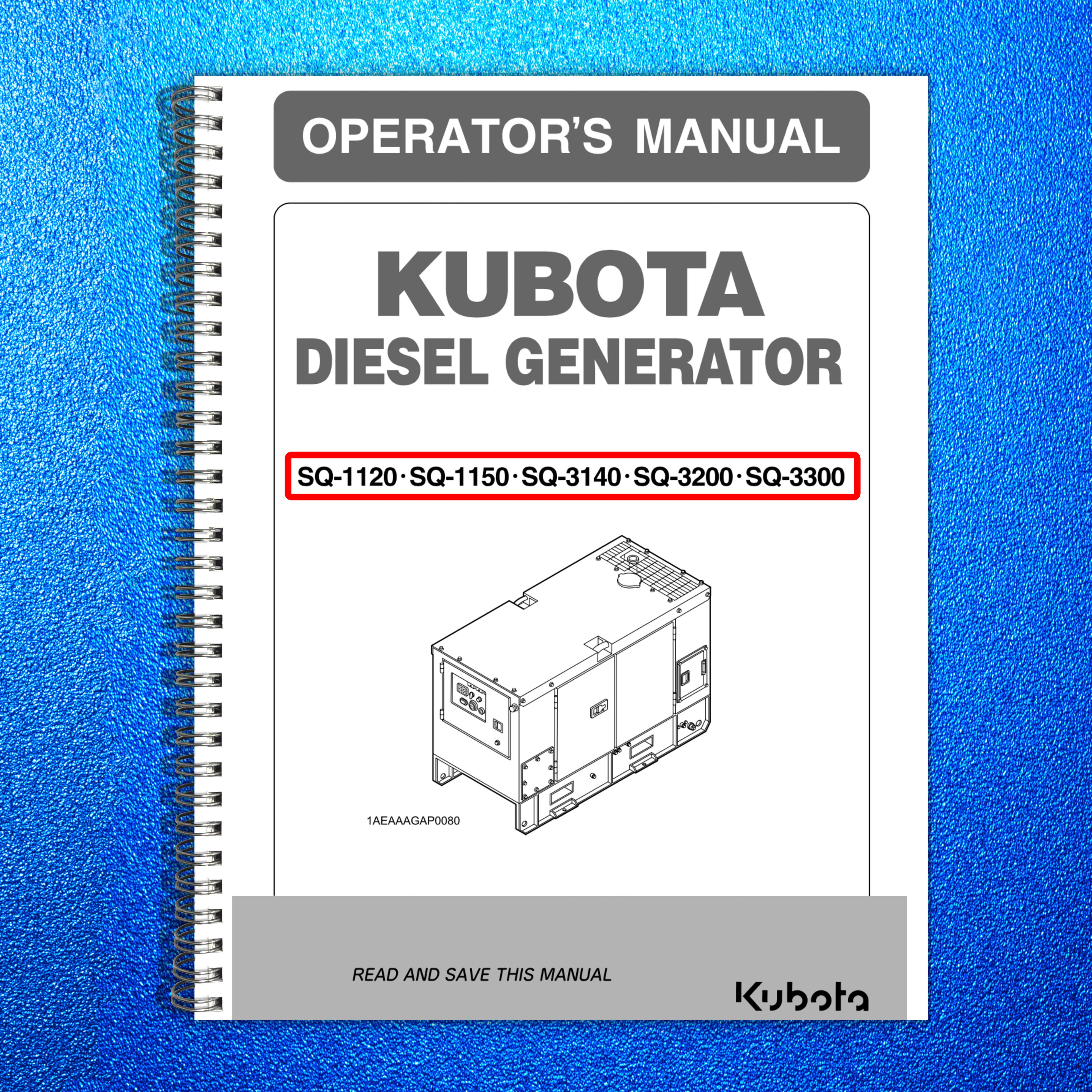 KUBOTA SQ-1120 SQ-1150 SQ-3140 SQ-3200 SQ-3300 DIESEL GENERATOR OPERATORS MANUAL