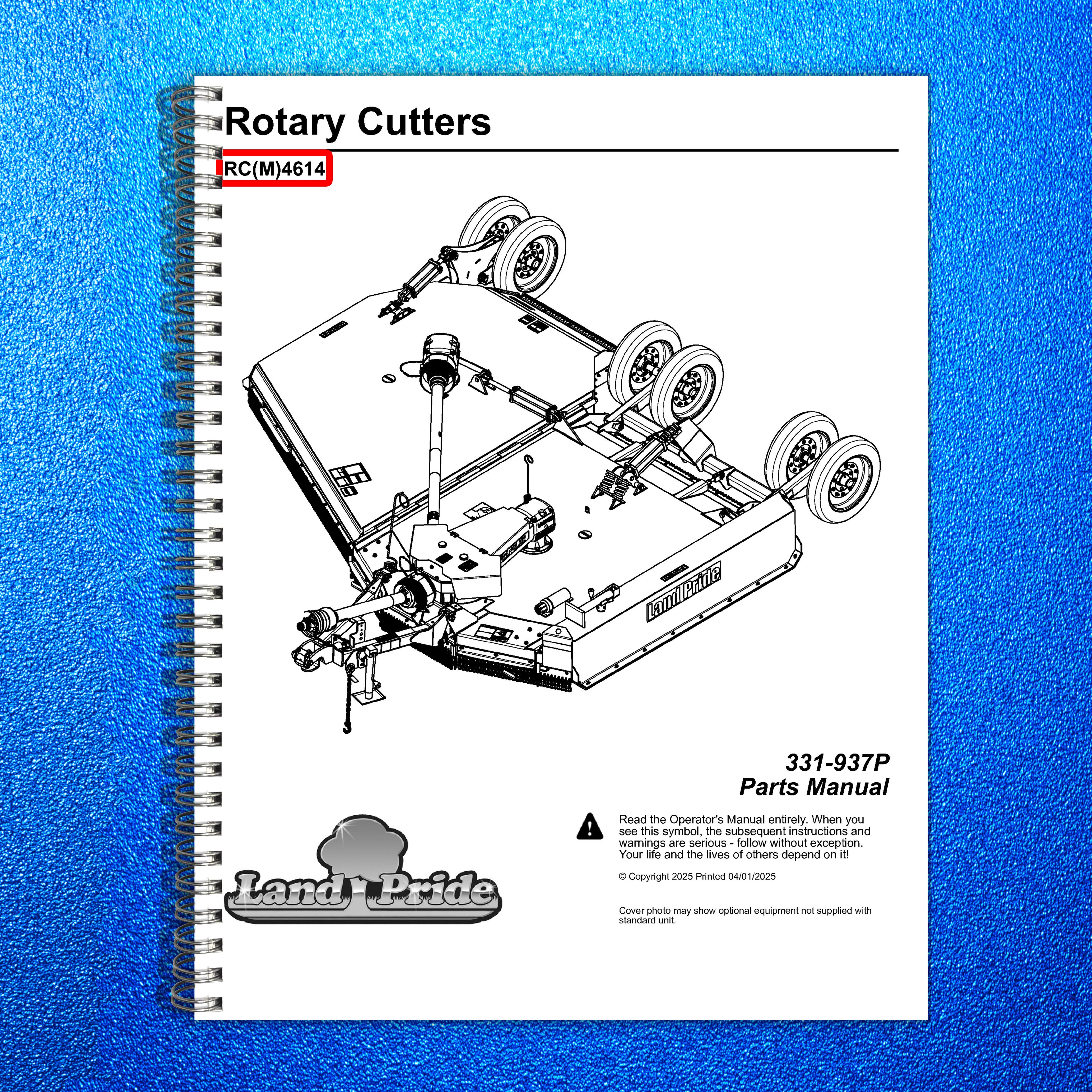LAND PRIDE RC4614 Rotary Cutter Parts Manual 2025 - WIRE BOUND - TOUGH COVERS