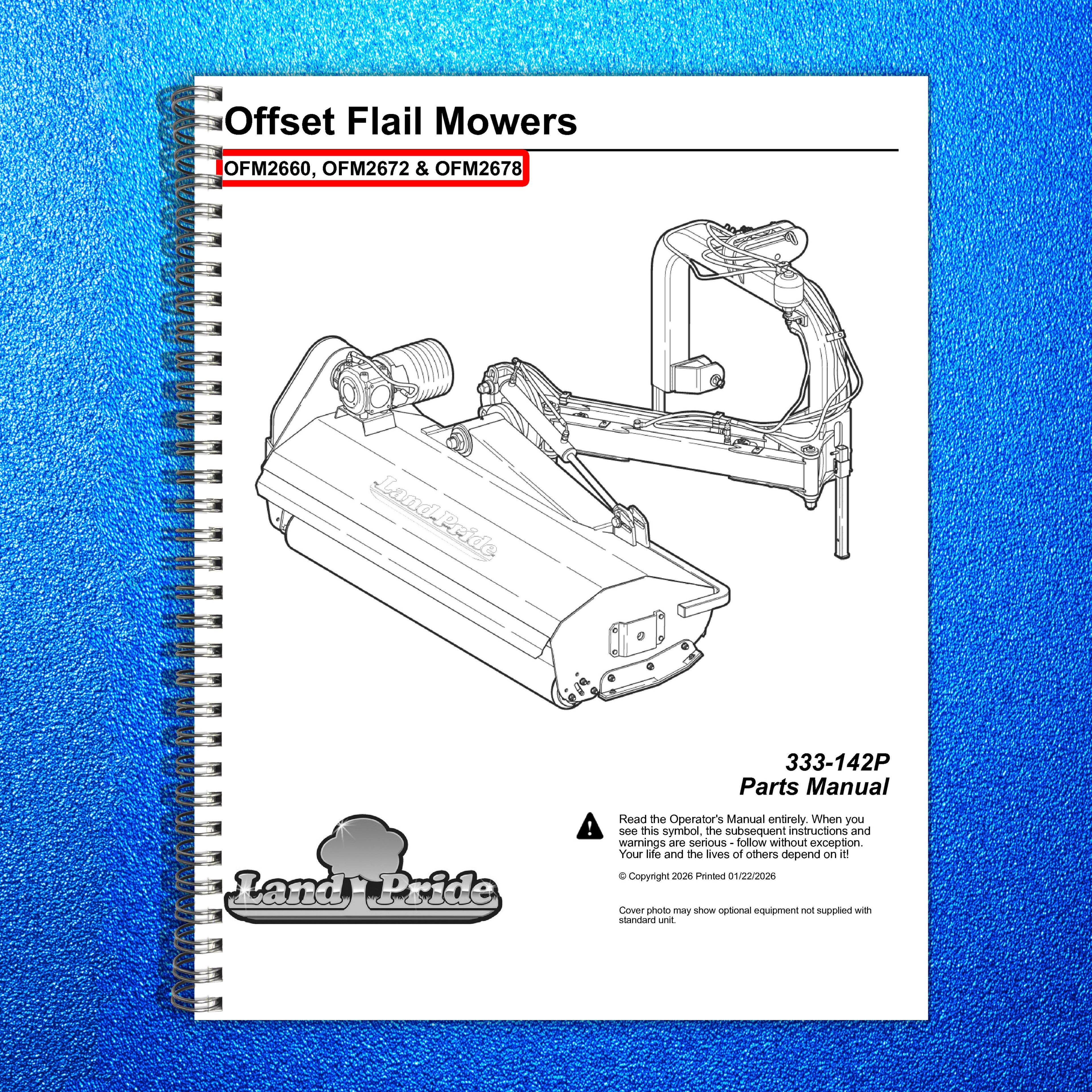 LAND PRIDE OFM26 Series Offset Flail Mowers Parts Manual 2026 - WIRE BOUND