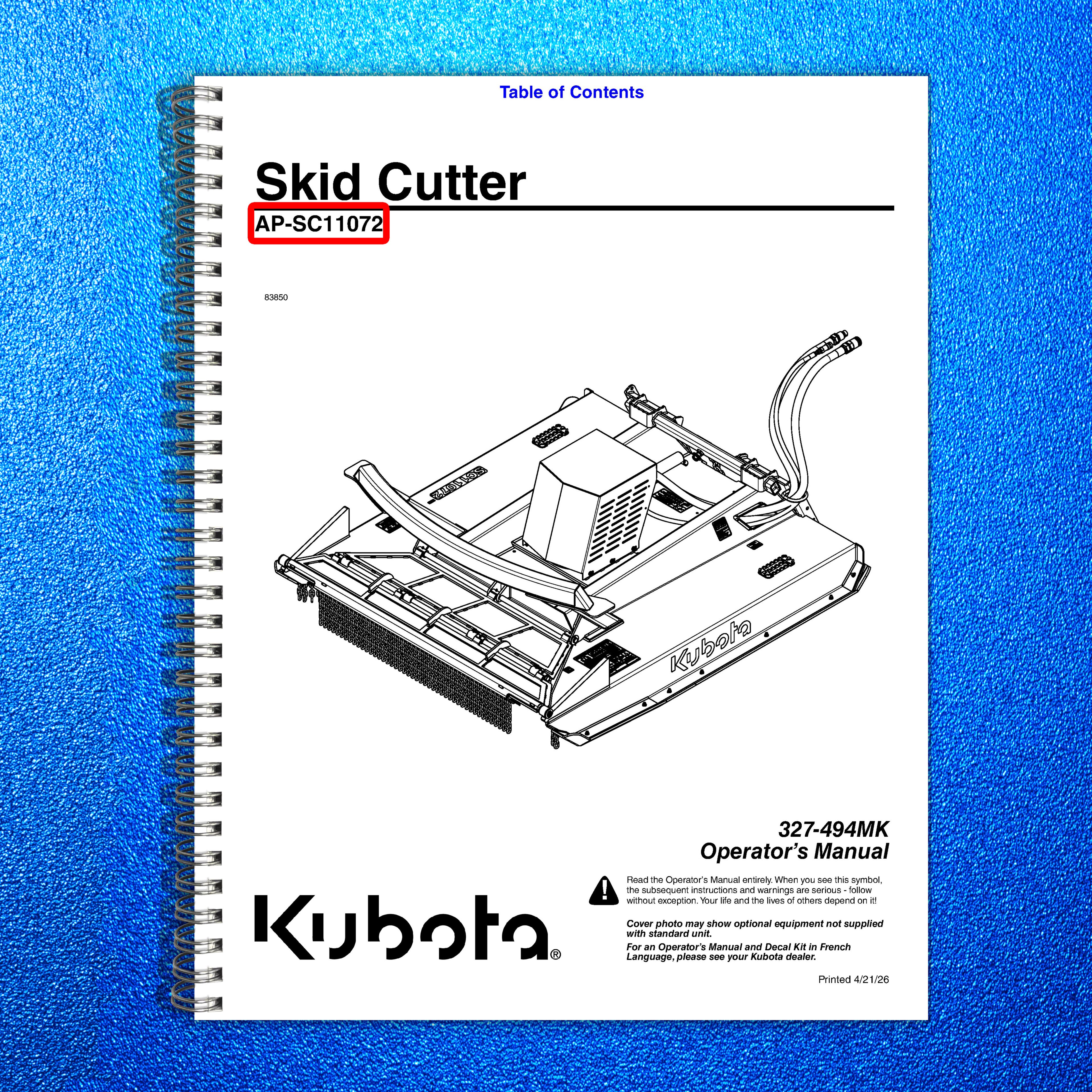 LAND PRIDE SC110 Series Skid Cutter Operators Manual - WIRE BOUND - TOUGH COVERS