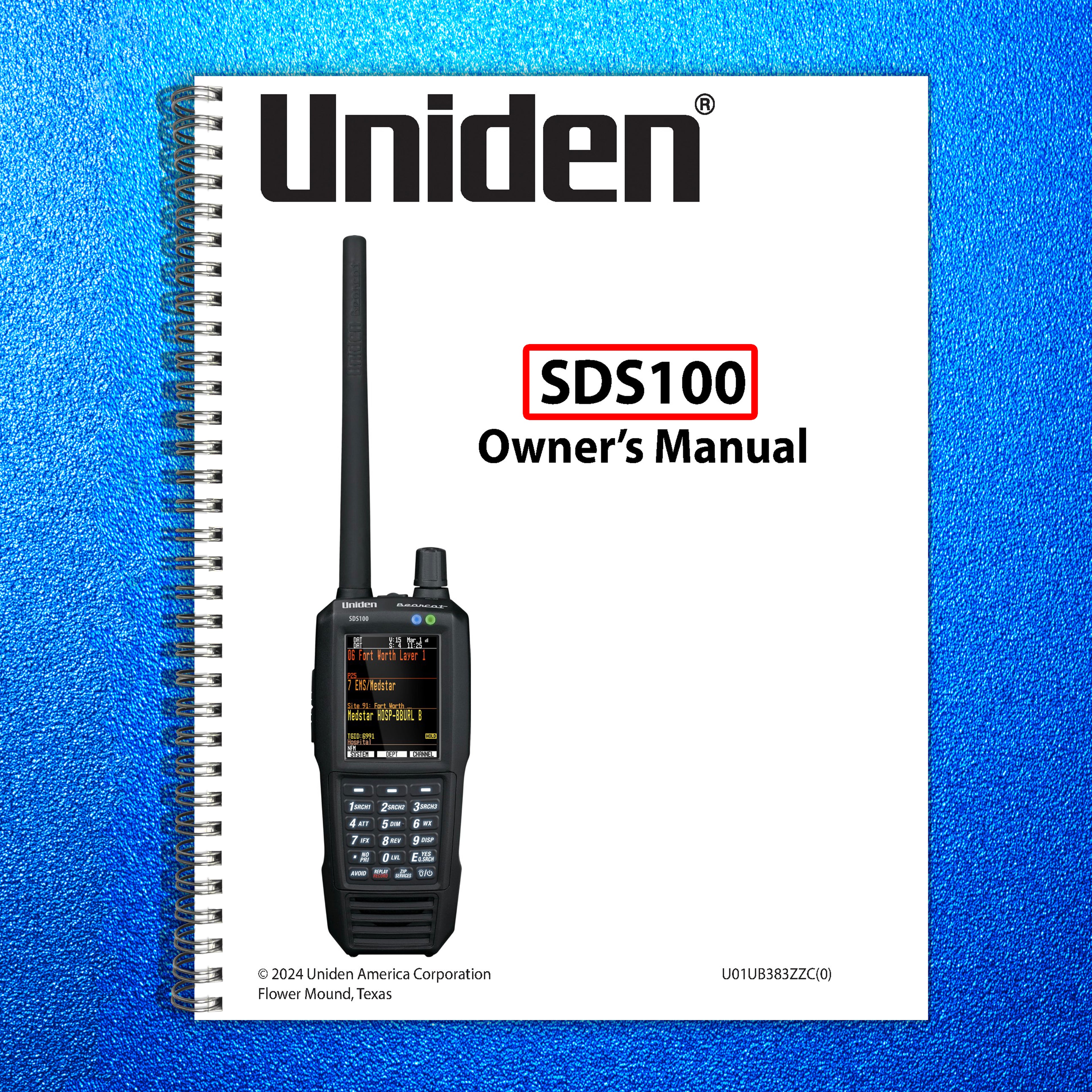 Uniden SDS100 User Manual Operation Instructions - TOUGH WIRE BINDING & COVERS