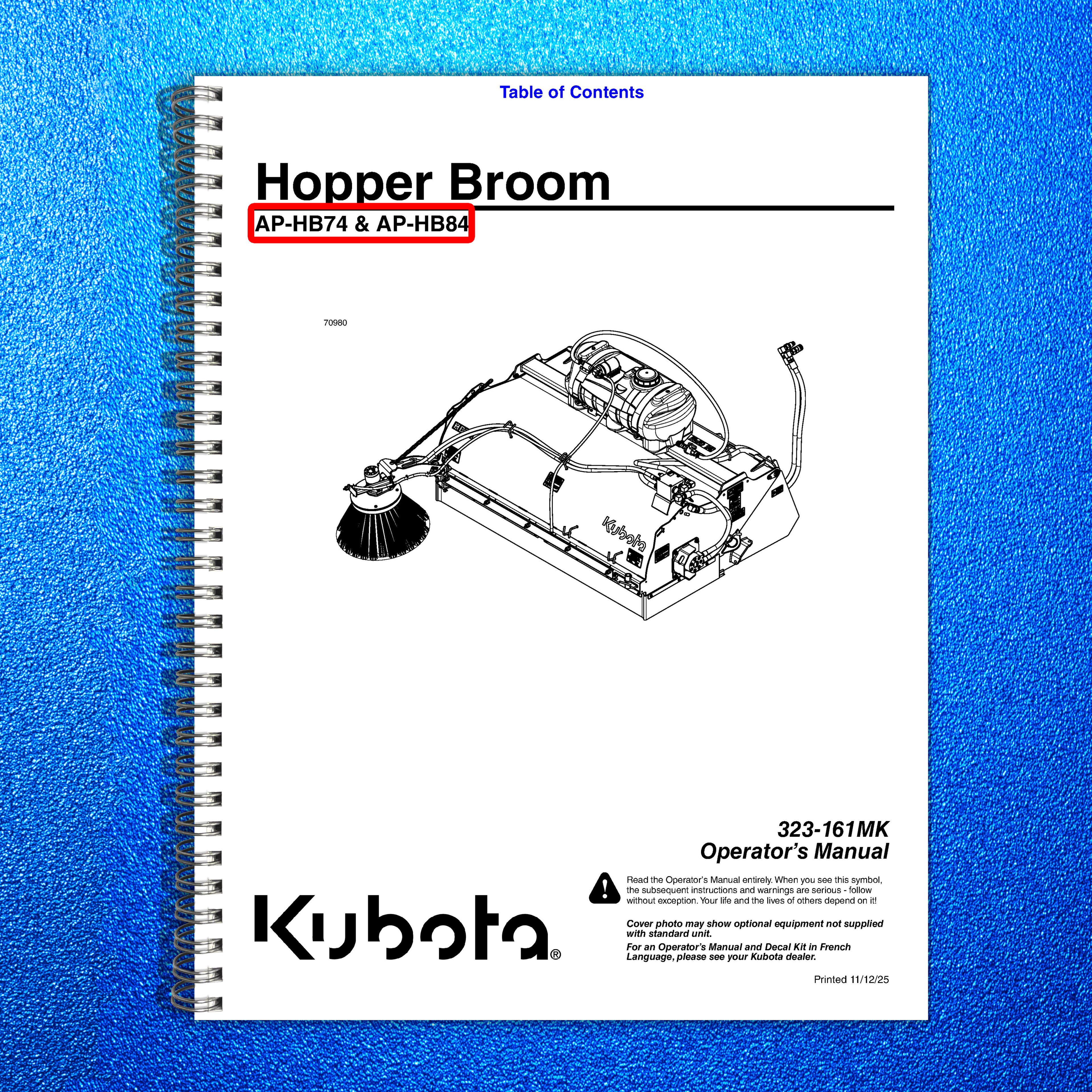 LAND PRIDE HB Series Hopper Broom Operators Manual - WIRE BOUND - TOUGH COVERS