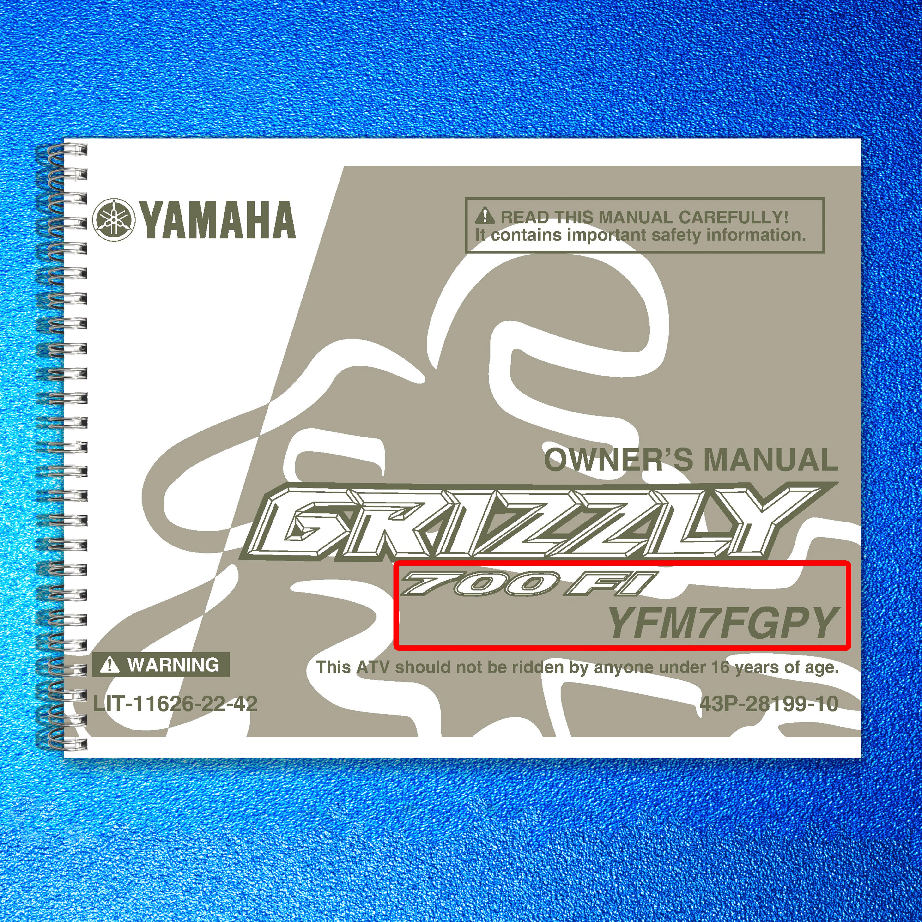 YAMAHA Grizzly 700 YFM7FGPY ATV Owners Manual - STEEL WIRE BOUND - TOUGH COVERS