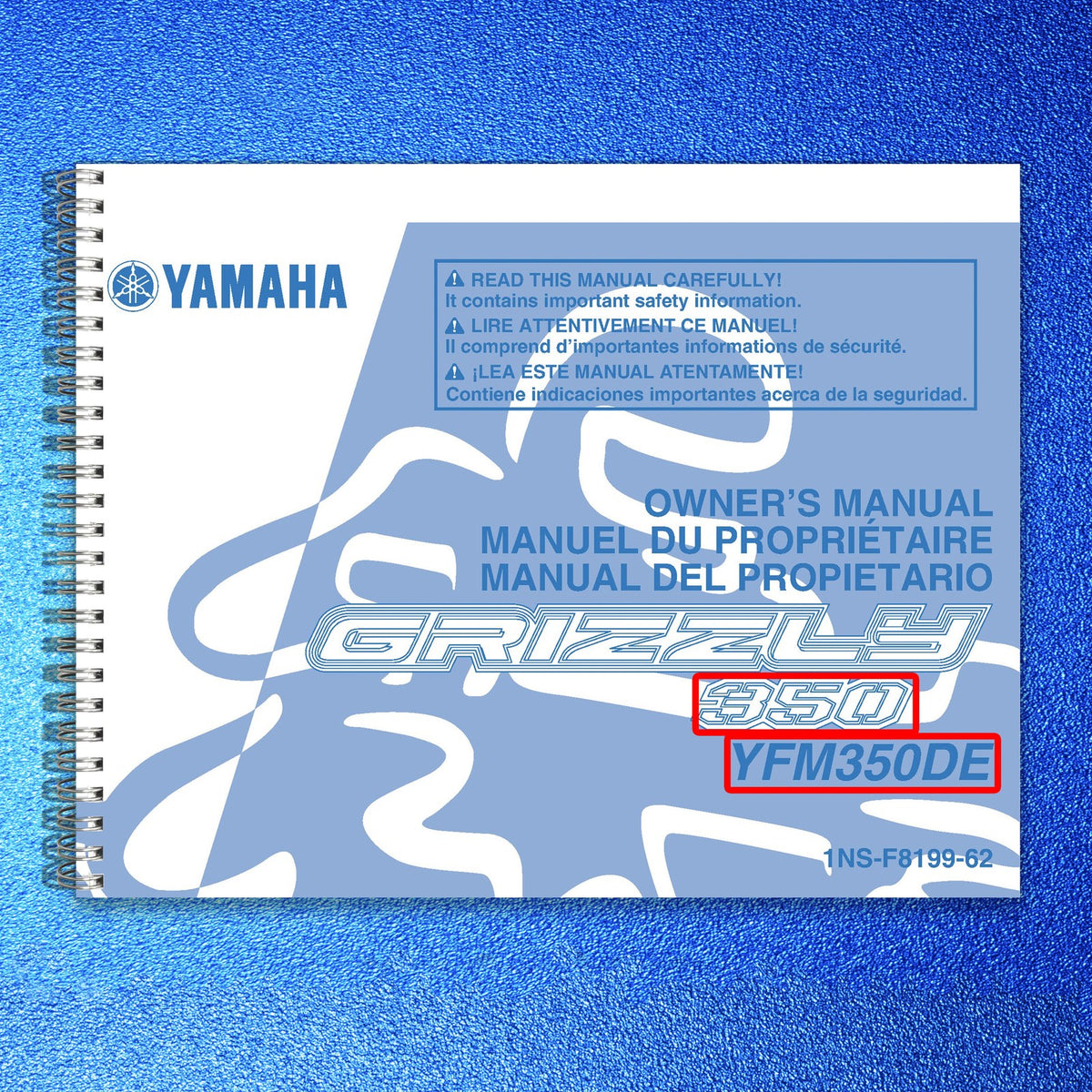YAMAHA YFM350DE Grizzly 350 ATV Owners Manual 2014 - WIRE BOUND - TOUGH COVERS