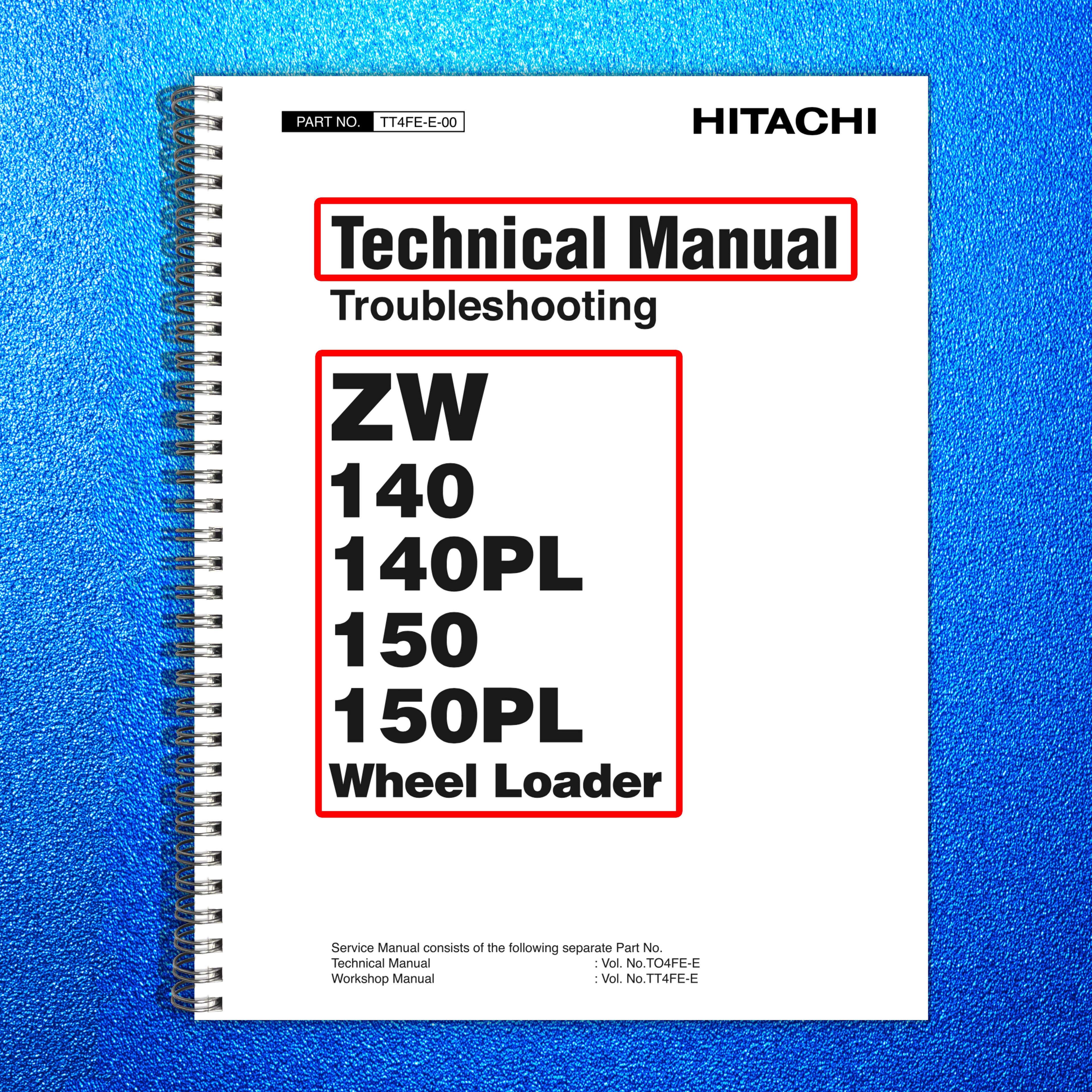 HITACHI ZW 140 150 PL Troubleshooting Technical Manual - WIRE BOUND - COVERS