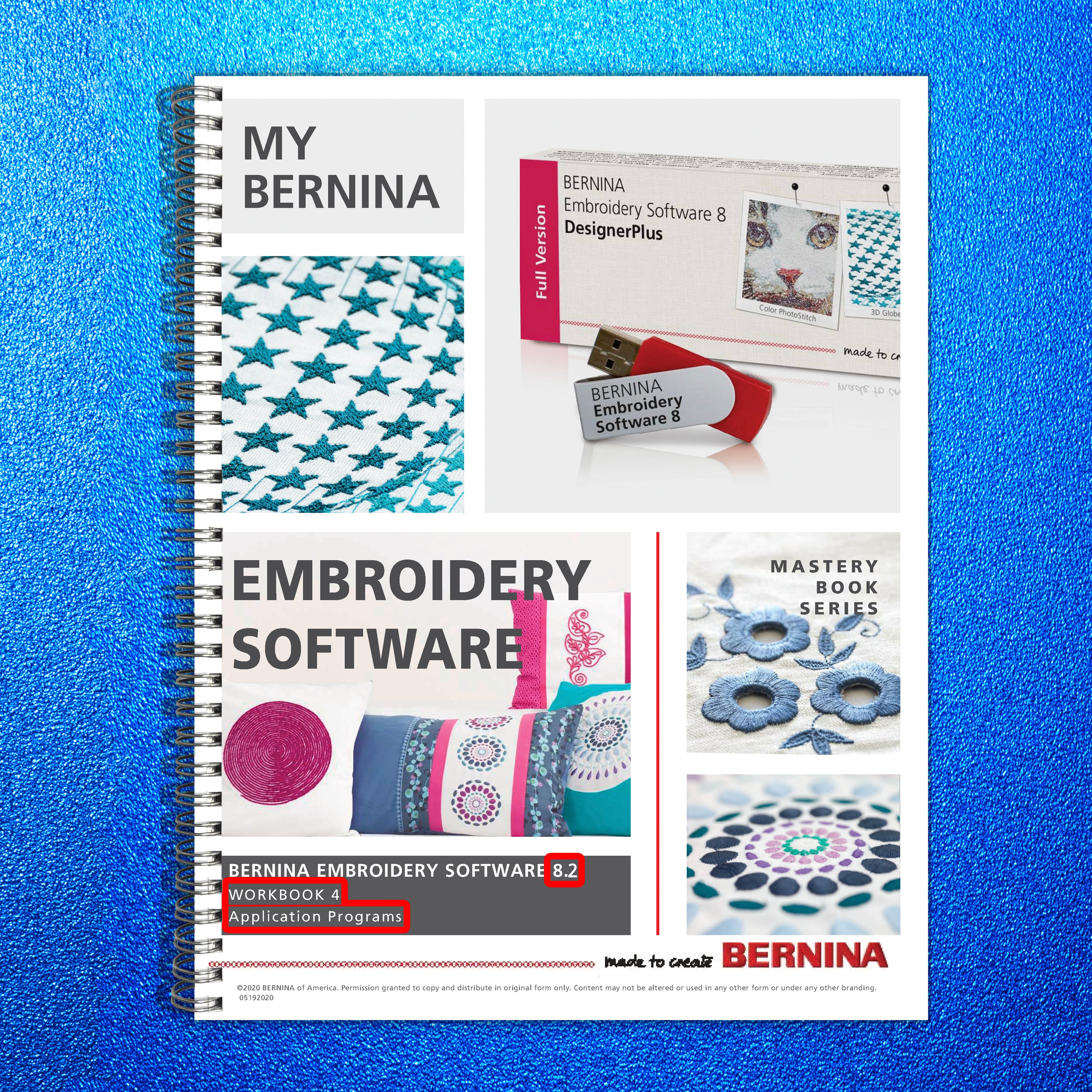 BERNINA 82 Embroidery Software Application Programs Workbook Manual 2020
