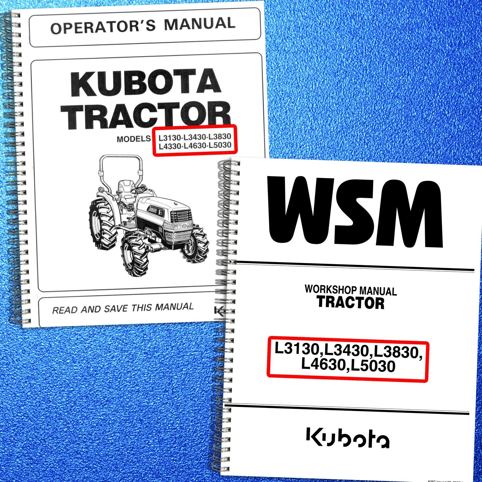 KUBOTA L3130 L5030 & MORE BUNDLE OPERATOR & WORSHOP MANUAL BUNDLE, BOUND, COVERS