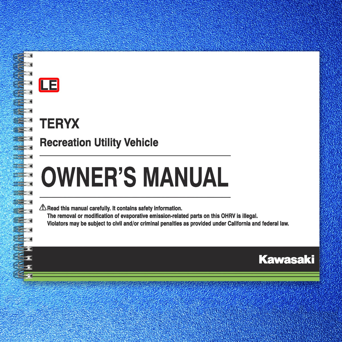 KAWASAKI Teryx LE Owners Manual 2019 - STEEL WIRE BOUND - PROTECTIVE COVERS