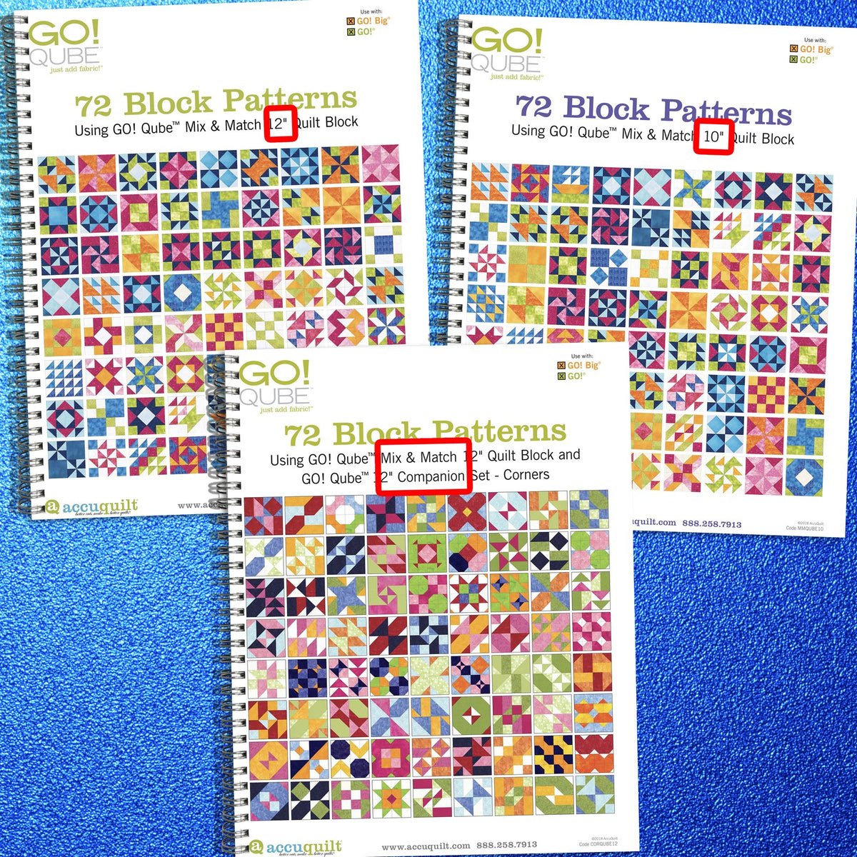 AccuQuilt GO Qube 10" & 12" Block Corners Angles Operators Manual BUNDLE