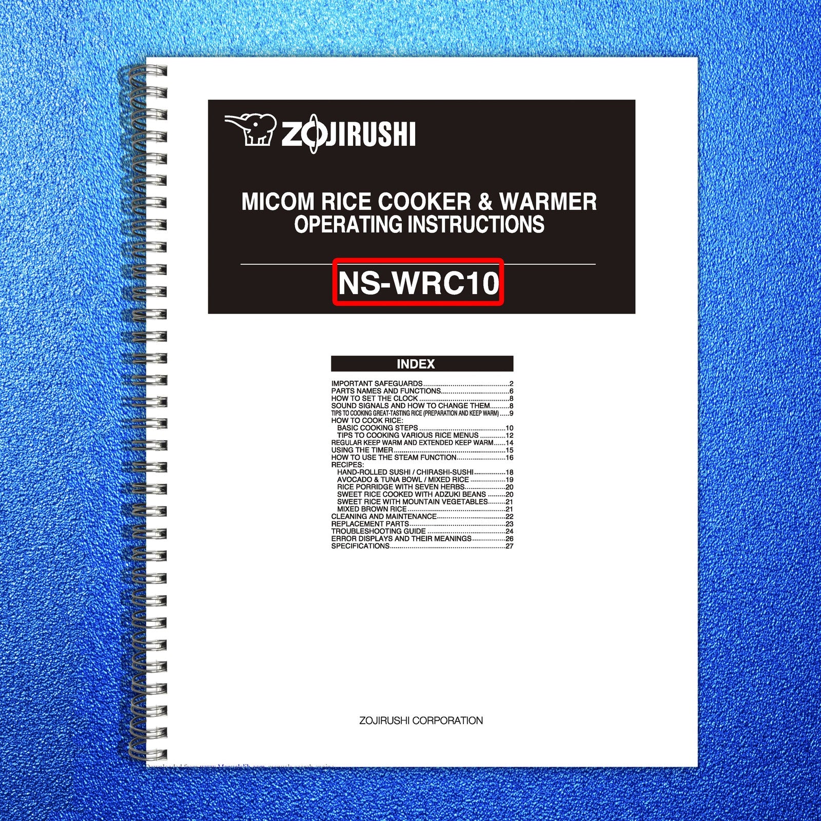 ZOJIRUSHI NS-WRC10 Micom Rice Cooker And Operating Instructions Manual - BOUND
