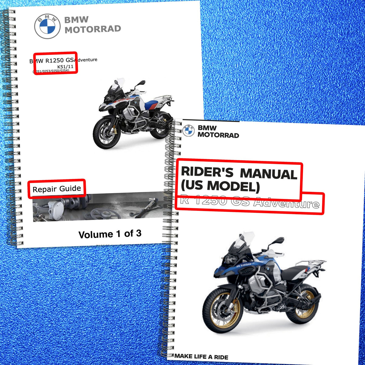 BMW R1250 GS Adventure K51 Service & Operators Manual BUNDLE - WIRE BOUND