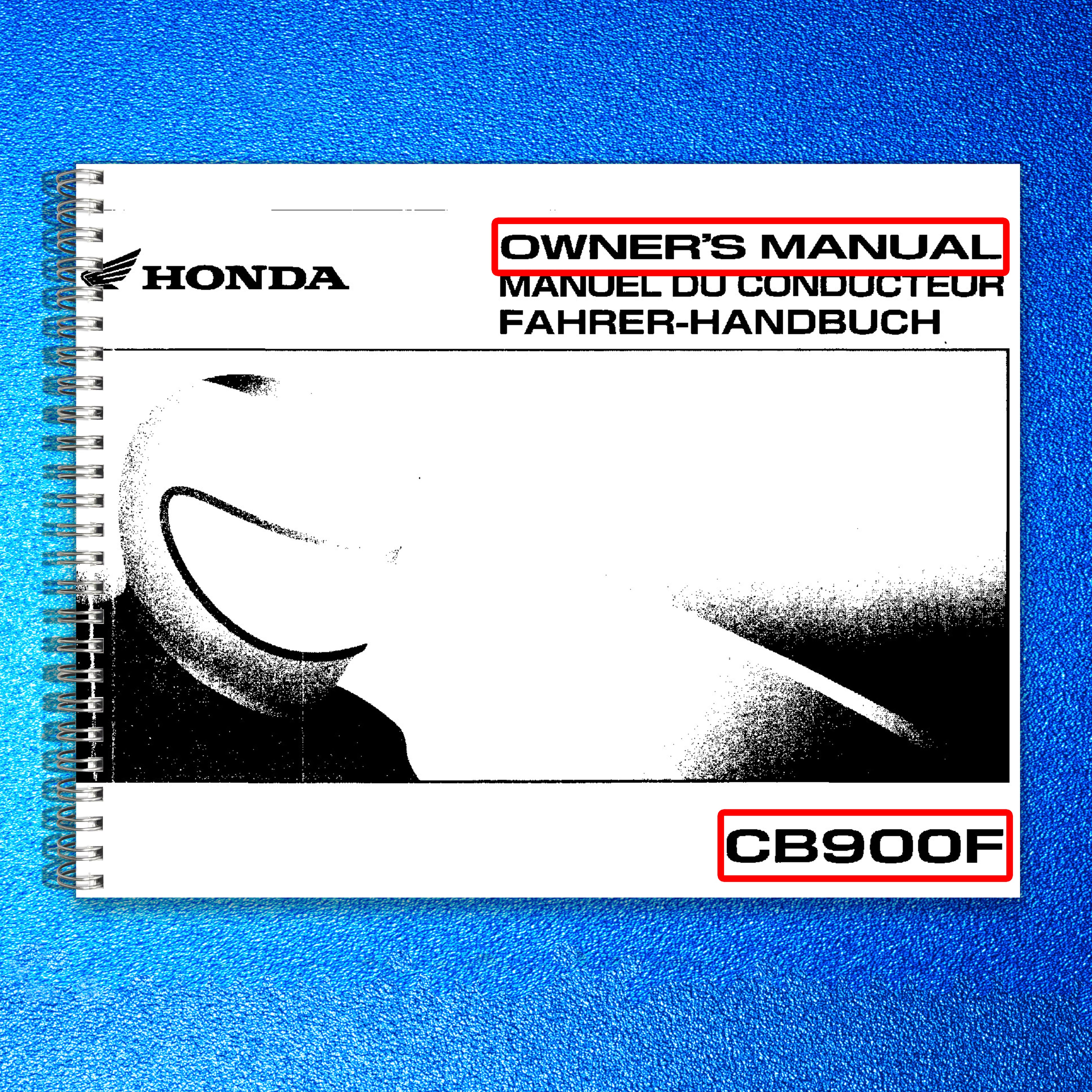 HONDA CB900F Motorcycle Owners Manual 2002 - BOUND - COVERS - XL FOLDOUT PAGES
