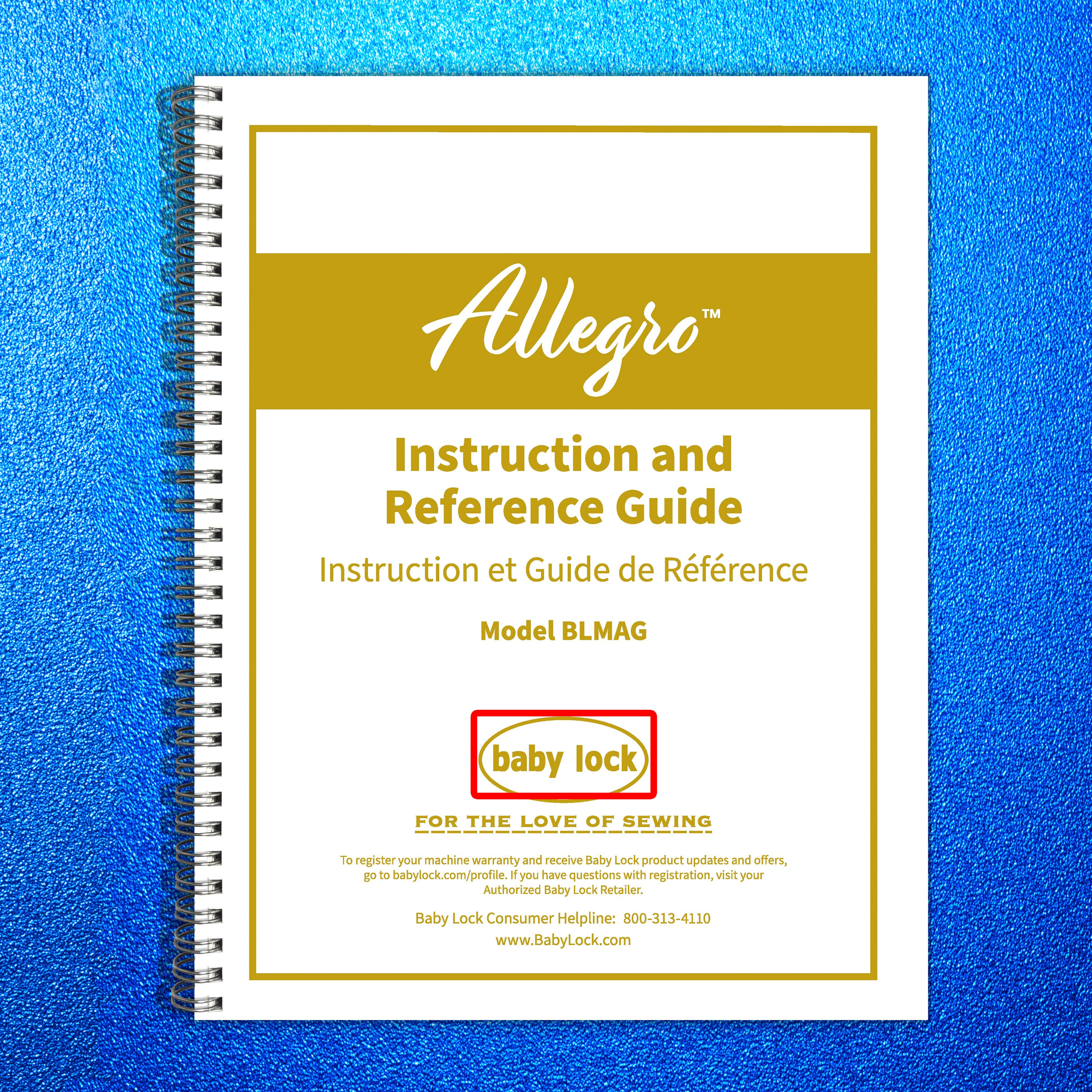 BABY LOCK Allegro BLMAG Sewing Machine Instruction Manual - WIRE BOUND - COVERS
