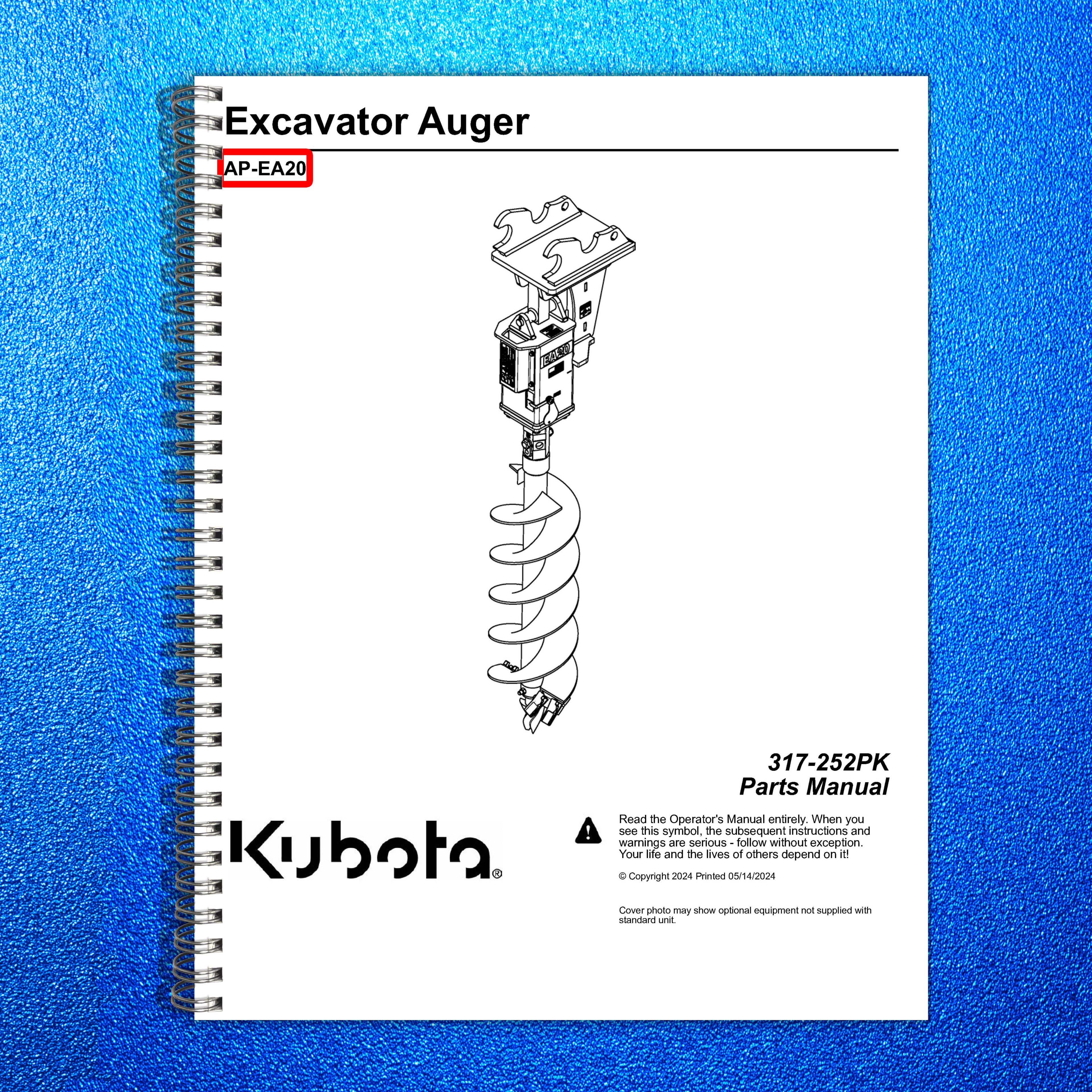 LAND PRIDE EA20 Series Excavator Augers Parts Manual 2024 - WIRE BOUND - COVERS