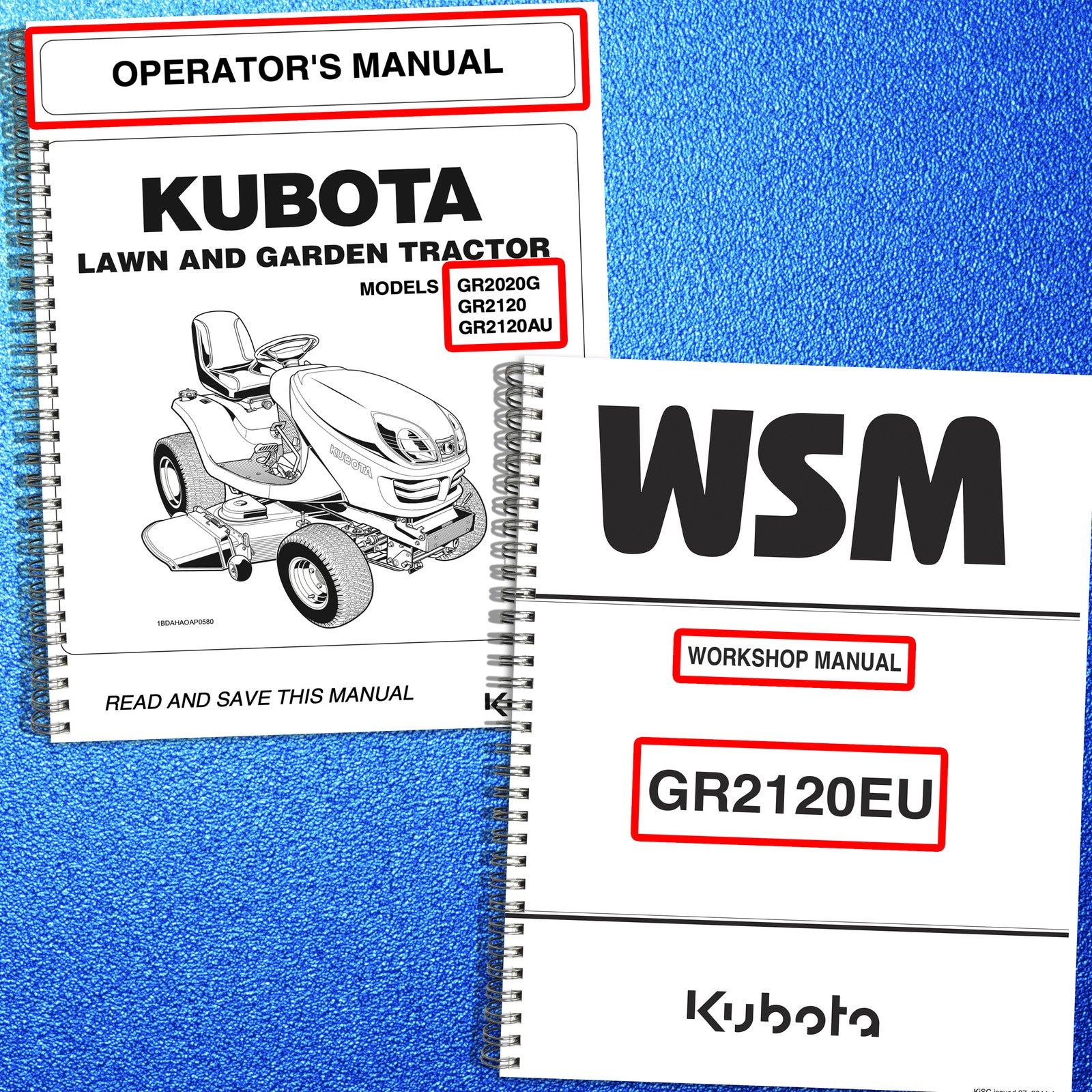 KUBOTA GR2020G GR2120 GR2120AU GR2120EU Service & Operators Manual BUNDLE