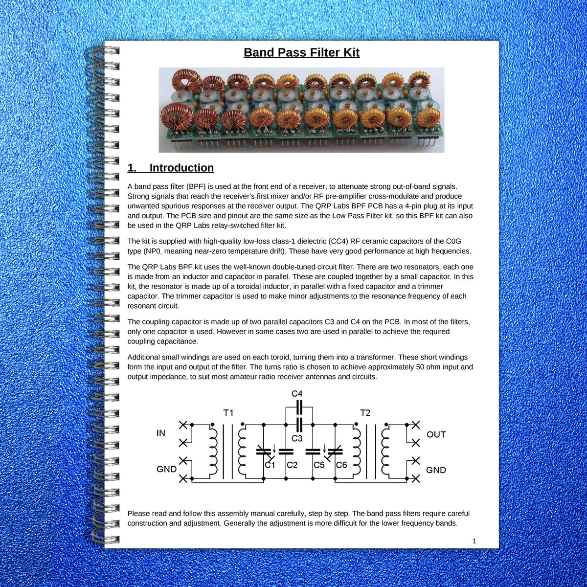 QRP LABS Band Pass Filter Kit Assembly Manual - STEEL WIRE BOUND - TOUGH COVERS