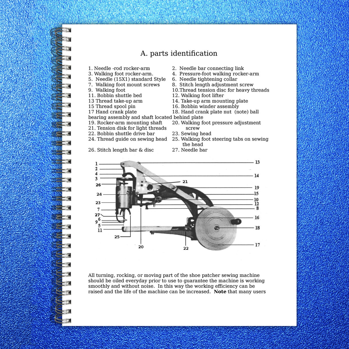HAND COBBLER Shoe Patcher Sewing Machine Users Manual - WIRE BOUND - COVERS