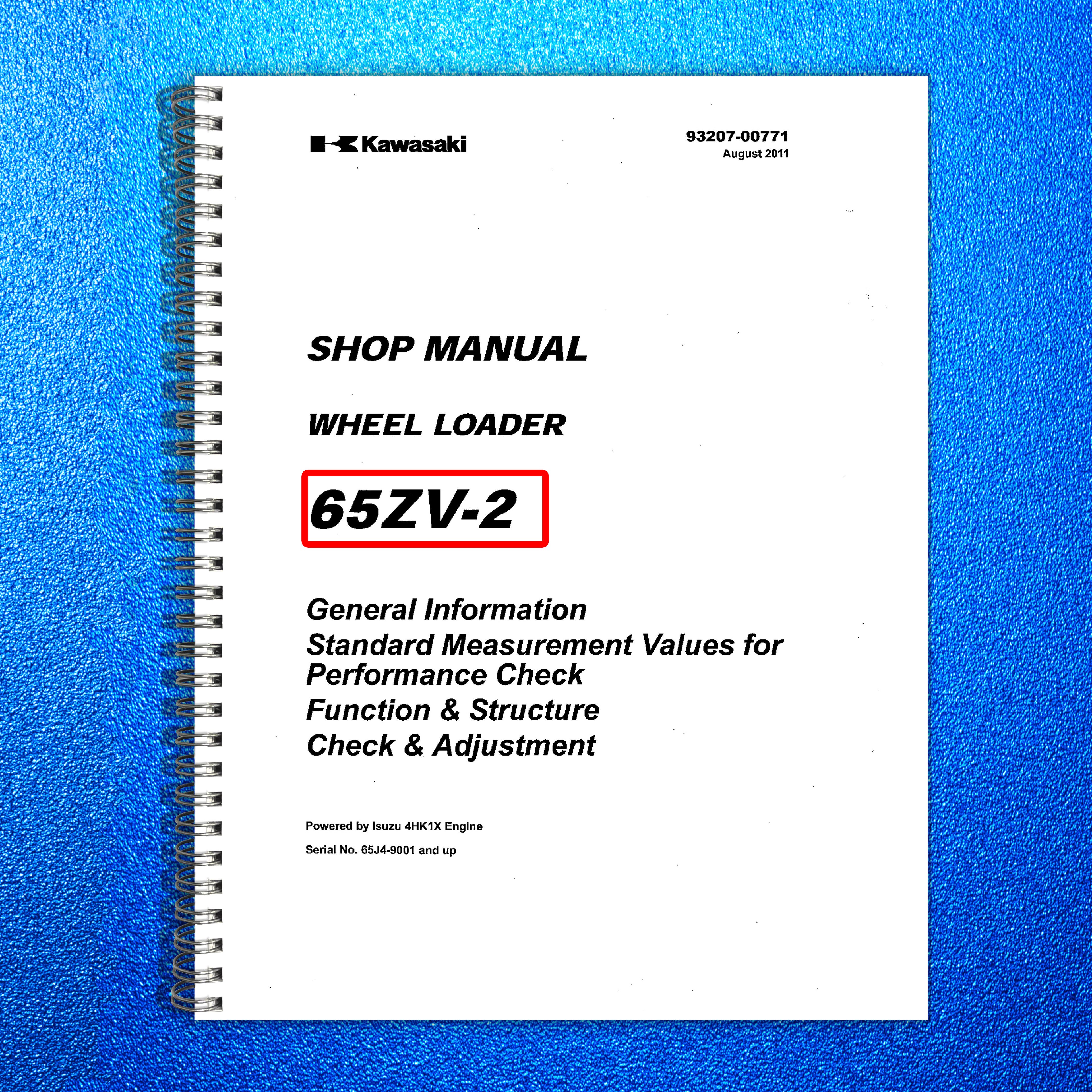 KAWASAKI 65ZV-2 Wheel Loader Shop Manual SN 65J4-9001 Up 2011, FOLDOUTS