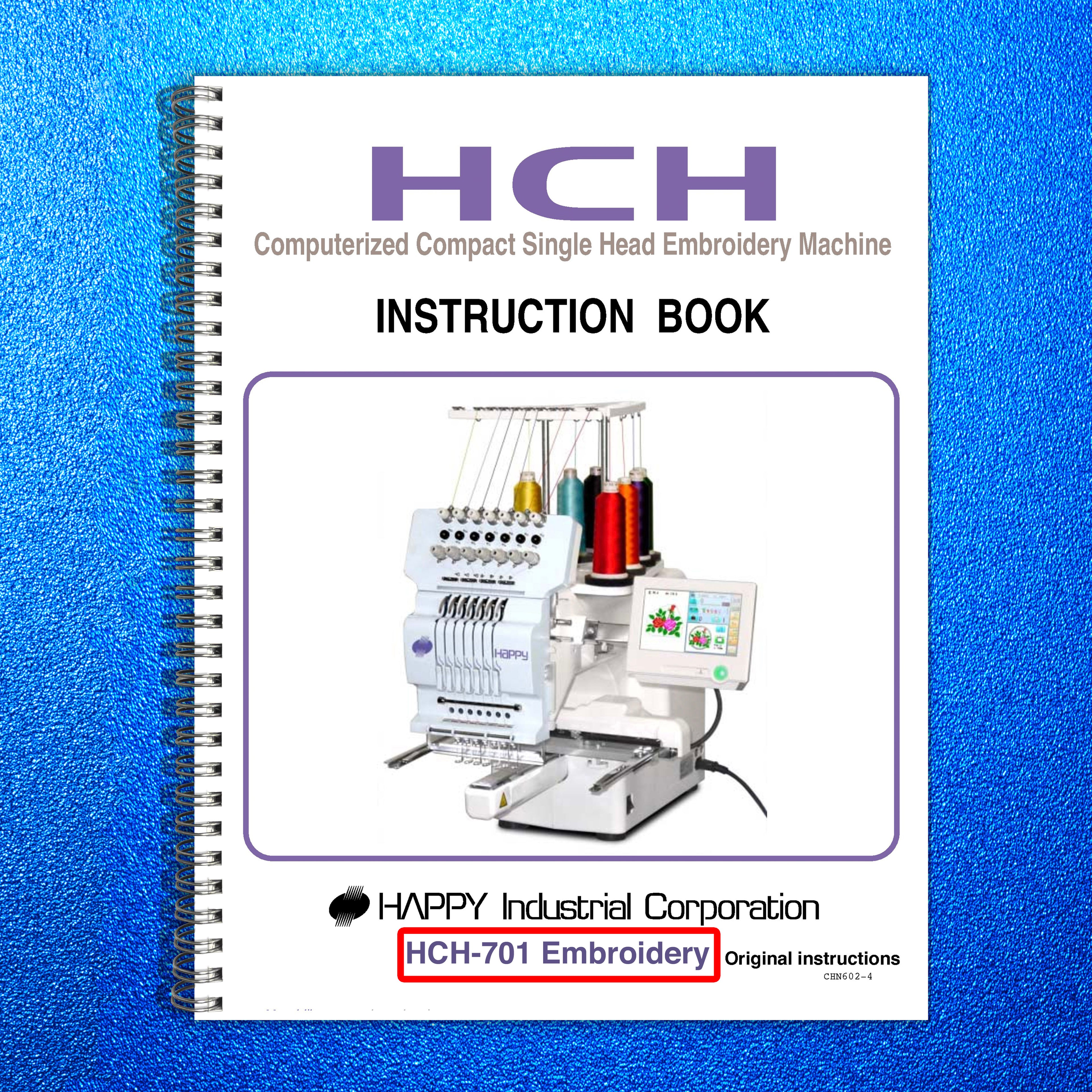 HAPPY JAPAN HCH-701 Embroidery Machine Manual w Quick Ref Foldout BOUND & COVERS