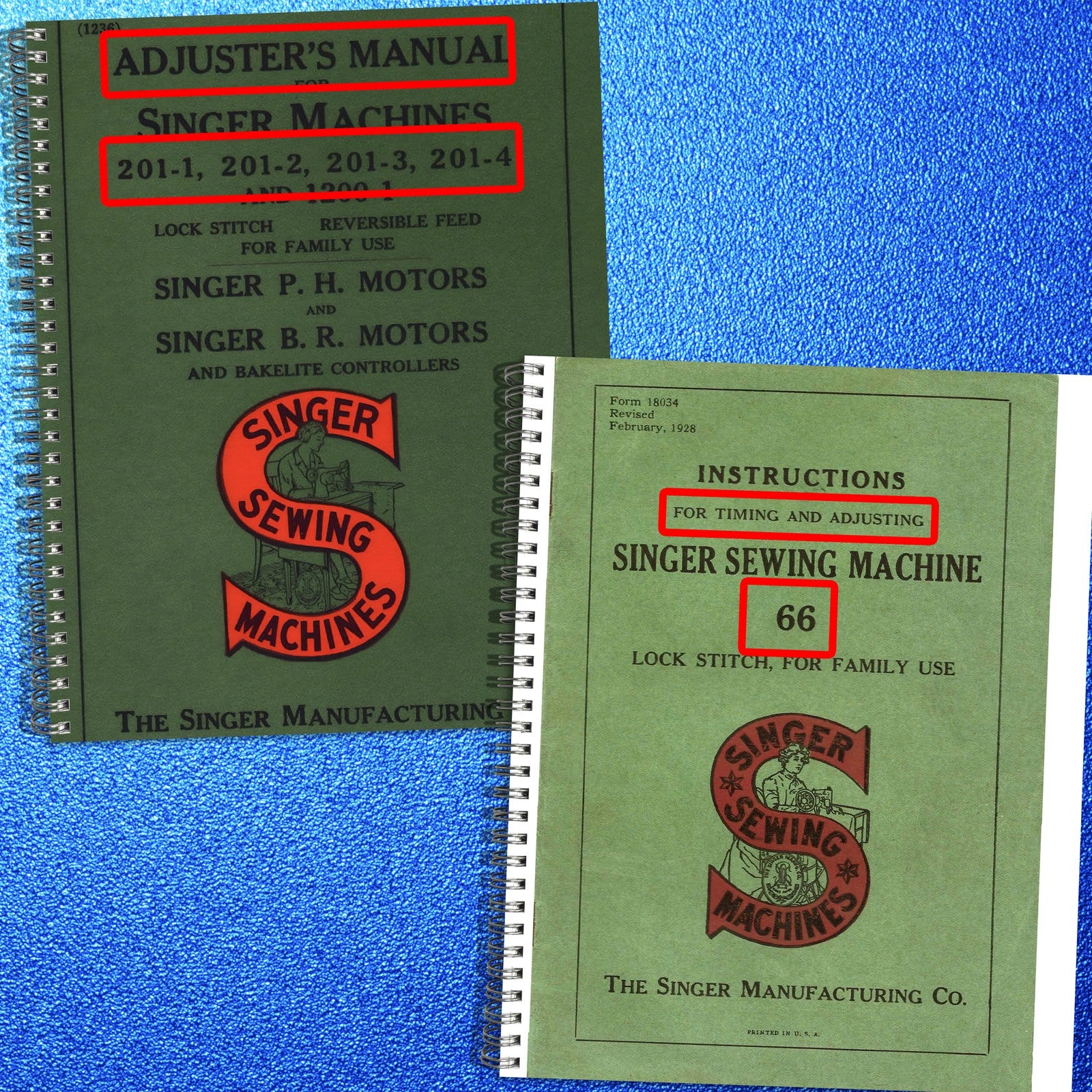 SINGER 201-1 201-2 201-3 201-4 1200-1 66 Adjusters Manual BUNDLE - WIRE BOUND