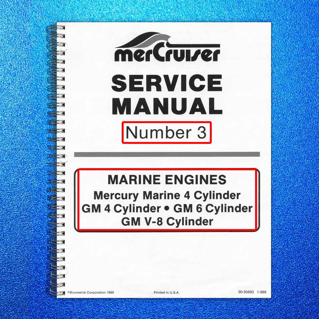 MERCURY MERCRUISE NO. 3 GM 4 / 6 / 8 CYLSERVICE MANUAL - WIRE BOUND - COVERS