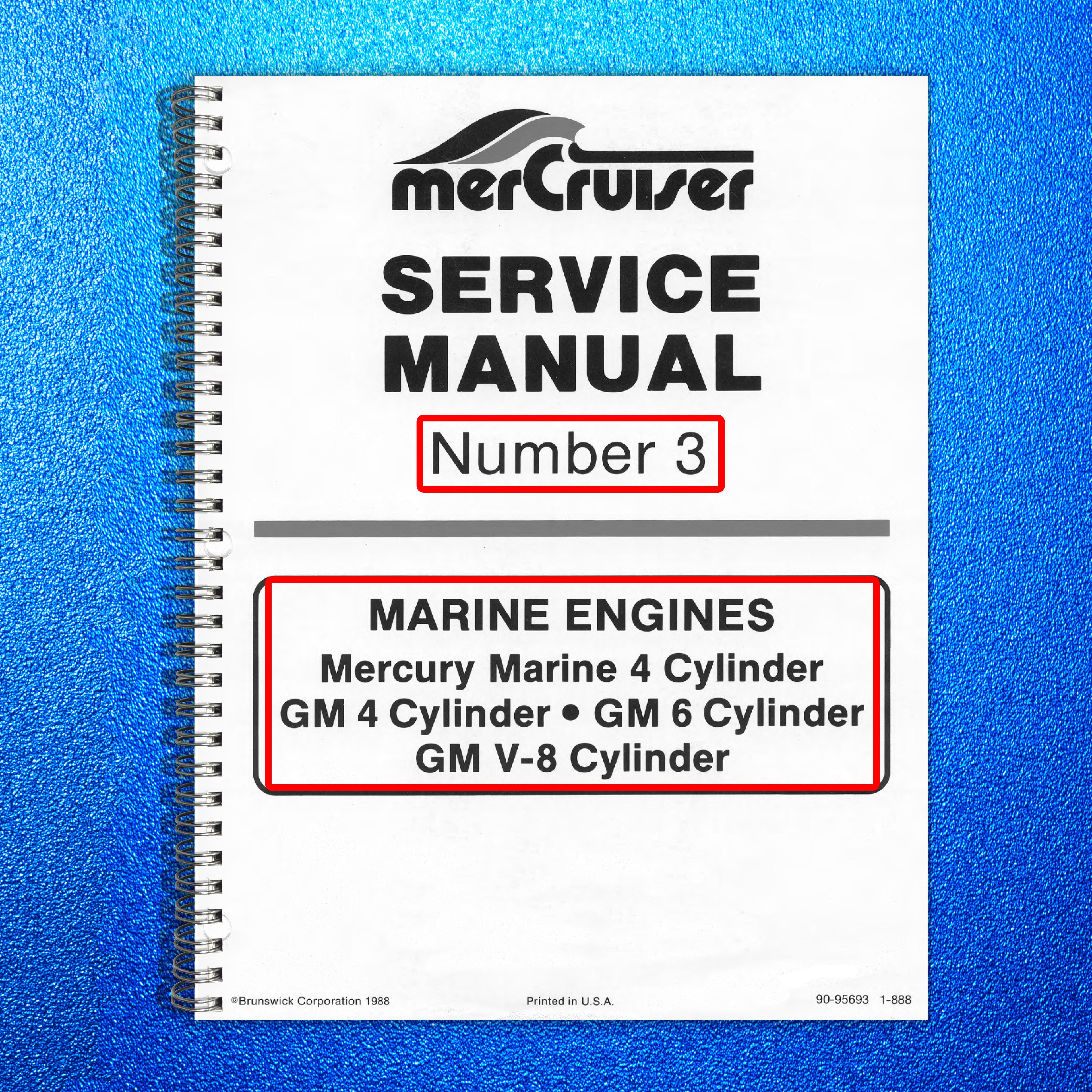 MERCURY MERCRUISE NO. 3 GM 4 / 6 / 8 CYLSERVICE MANUAL - WIRE BOUND - COVERS