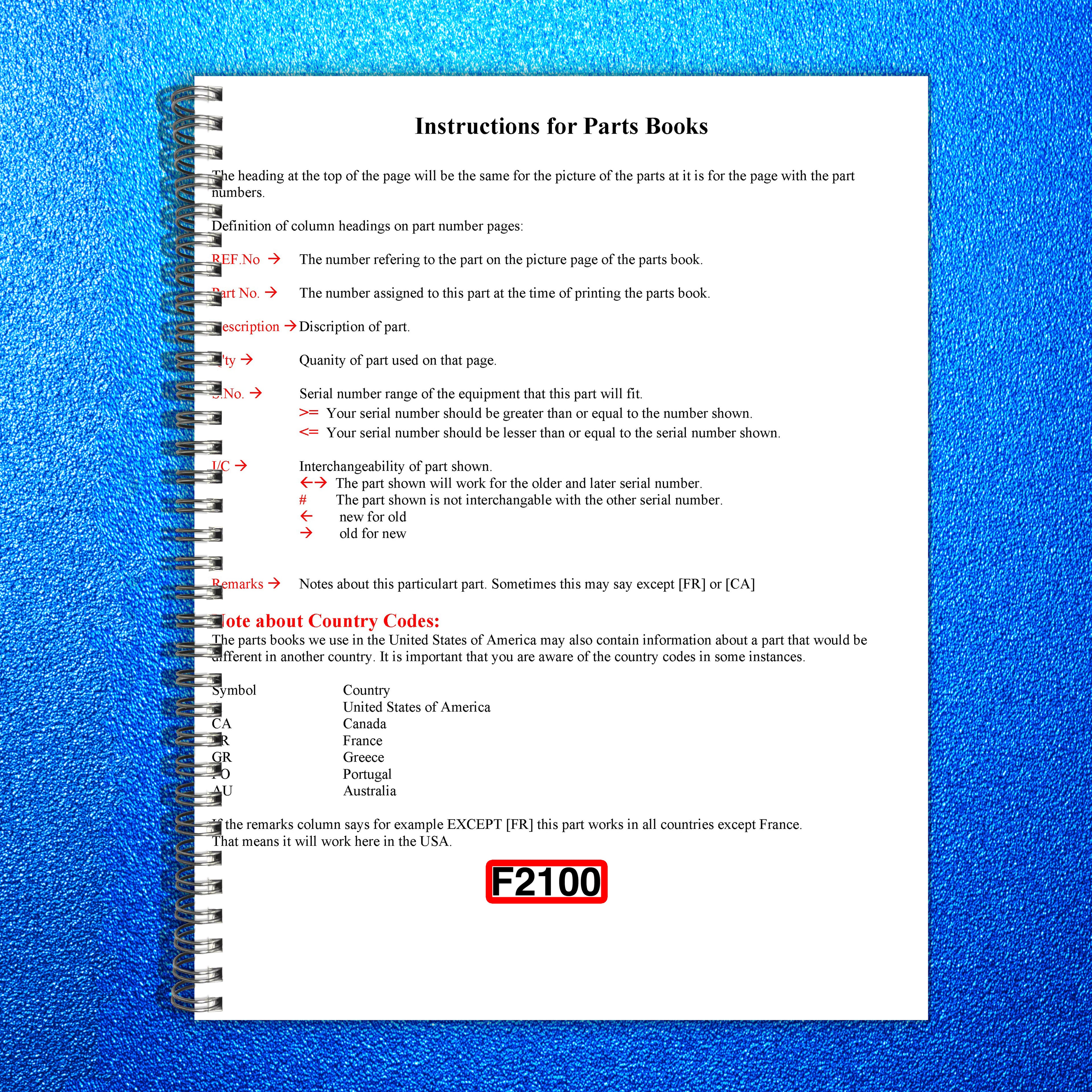 ISEKI F2100 Tractor Illustrated Parts List Manual - WIRE BOUND - TOUGH COVERS