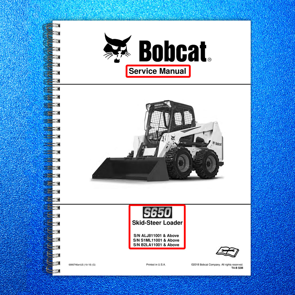 BOBCAT S650 SKID-STEER LOADER SERVICE MANUAL- STEEL WIRE BOUND - TOUGH COVERS