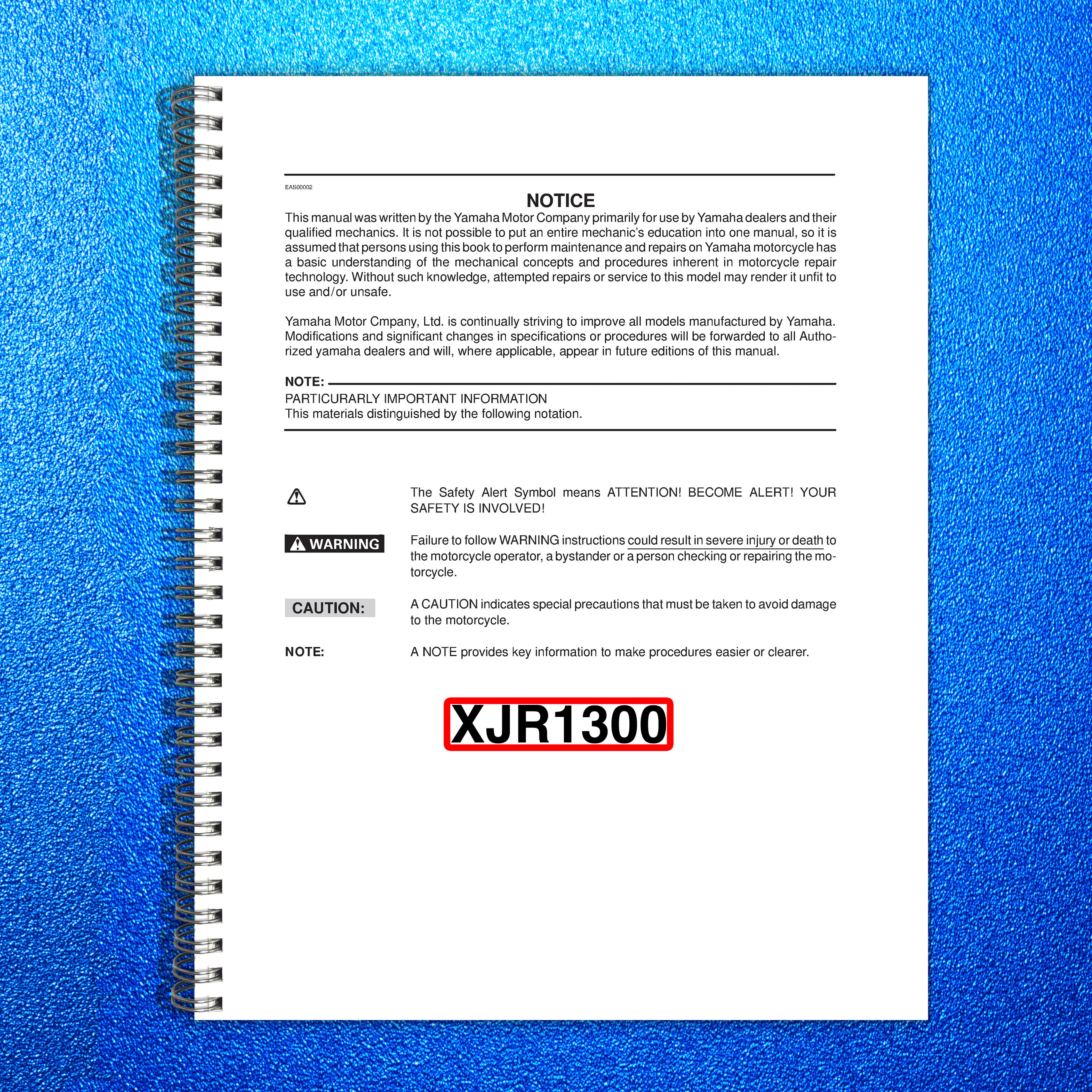 YAMAHA XJR1300 Motorcycle Service Manual 1999-2003 - BOUND - COVERS - FOLDOUTS