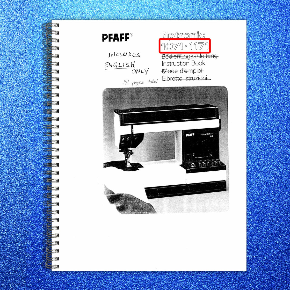 BERNINA Tiptronic 1171 Sewing Machine Instruction Manual - WIRE BOUND - COVERS