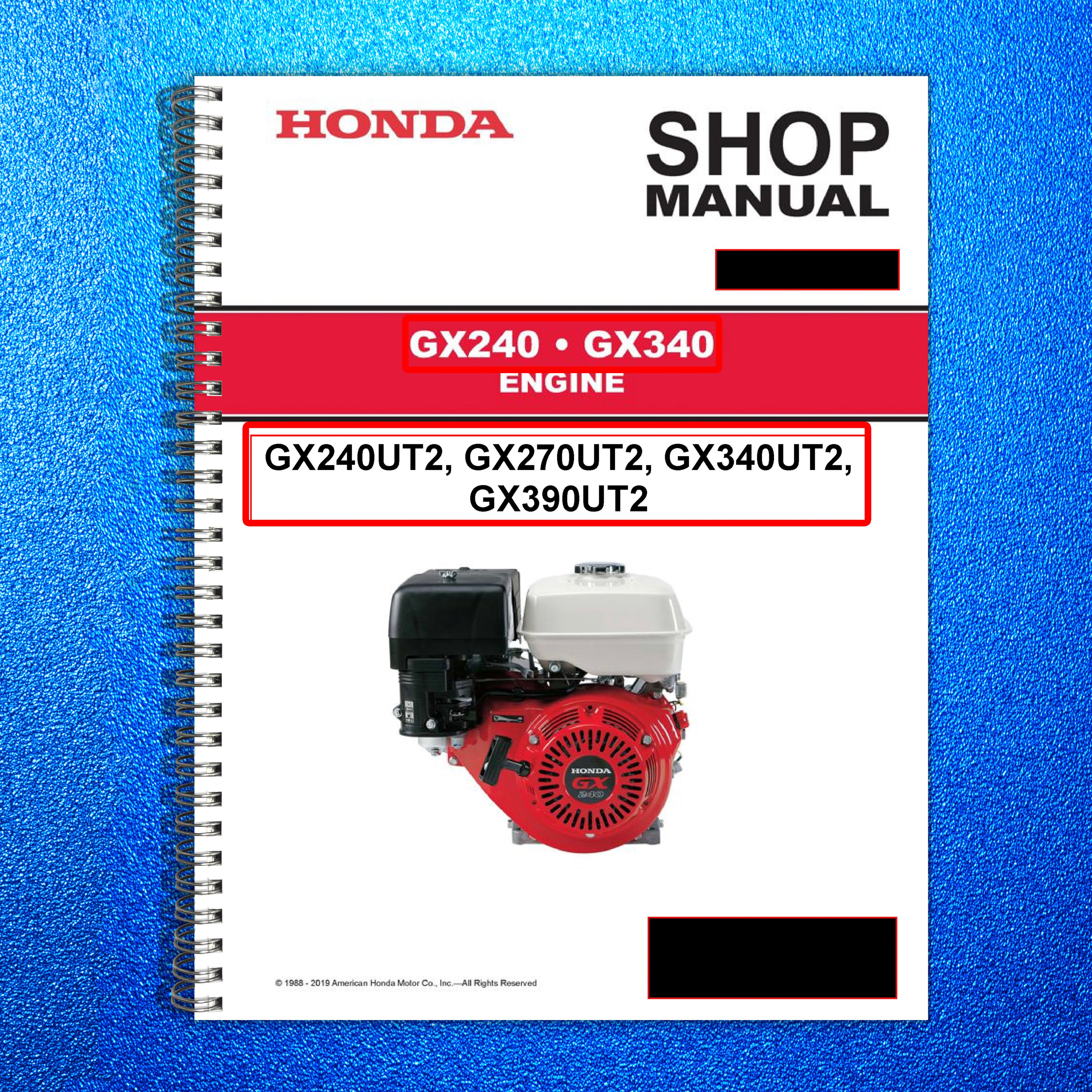 HONDA GX240 GX270 GX340 GX390 Engine Service Manual - WIRE BOUND - TOUGH COVERS