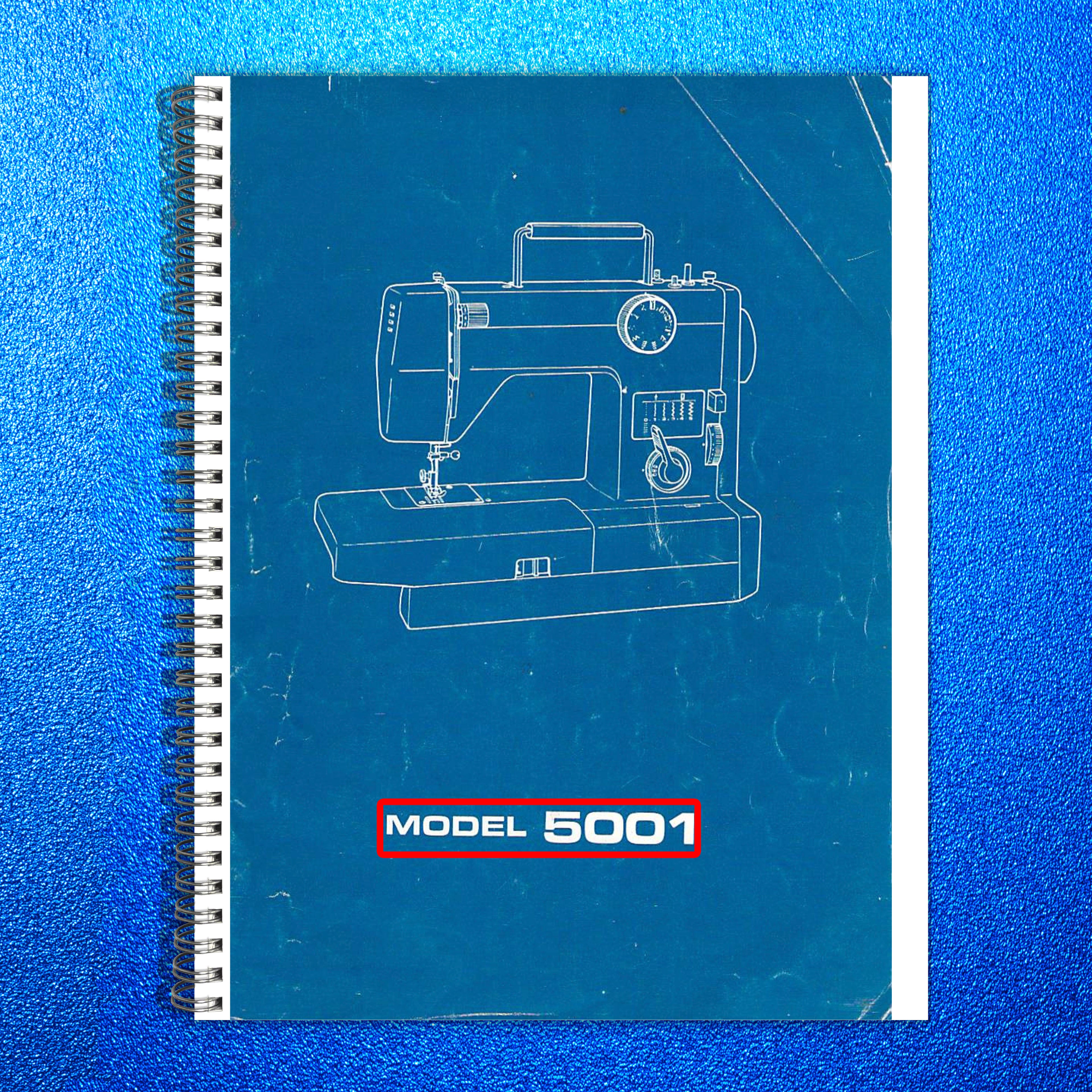 TOYOTA 5001 Sewing Machine Instruction Manual - STEEL WIRE BOUND - TOUGH COVERS