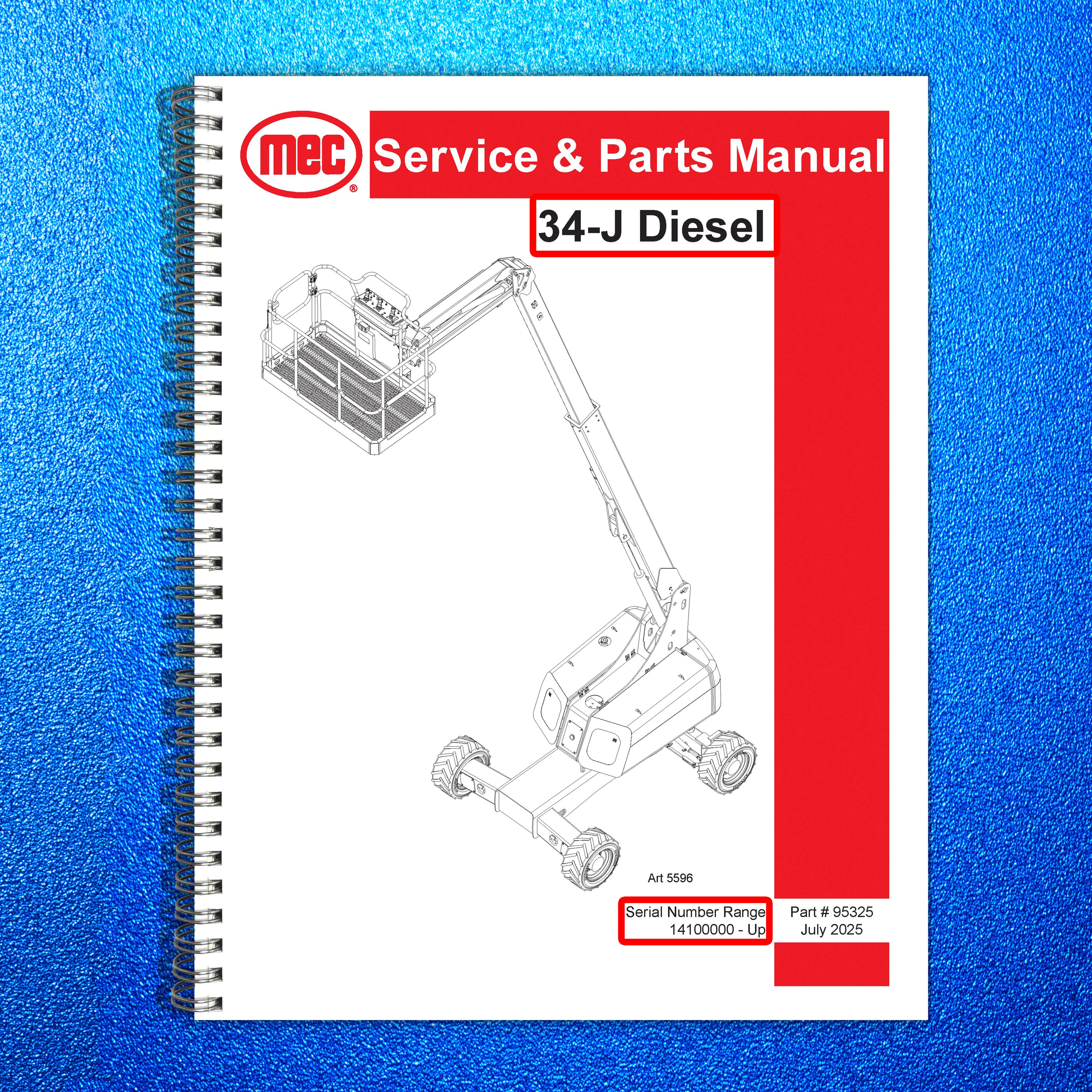 MEC 34-J Diesel Aerial Work Platform Service  Parts Manual - WIRE BOUND