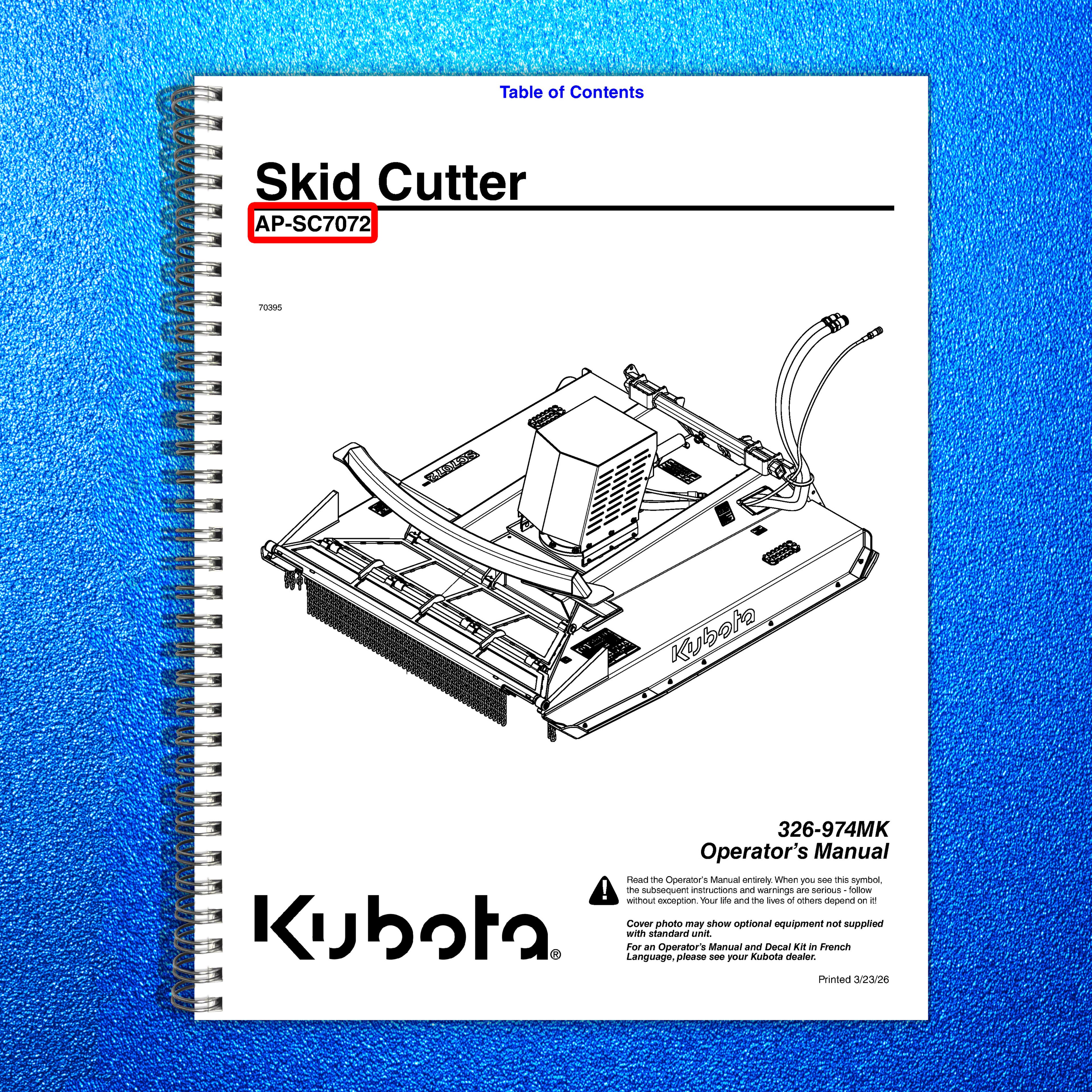 LAND PRIDE SC70 Series Skid Cutter Operators Manual - WIRE BOUND - TOUGH COVERS
