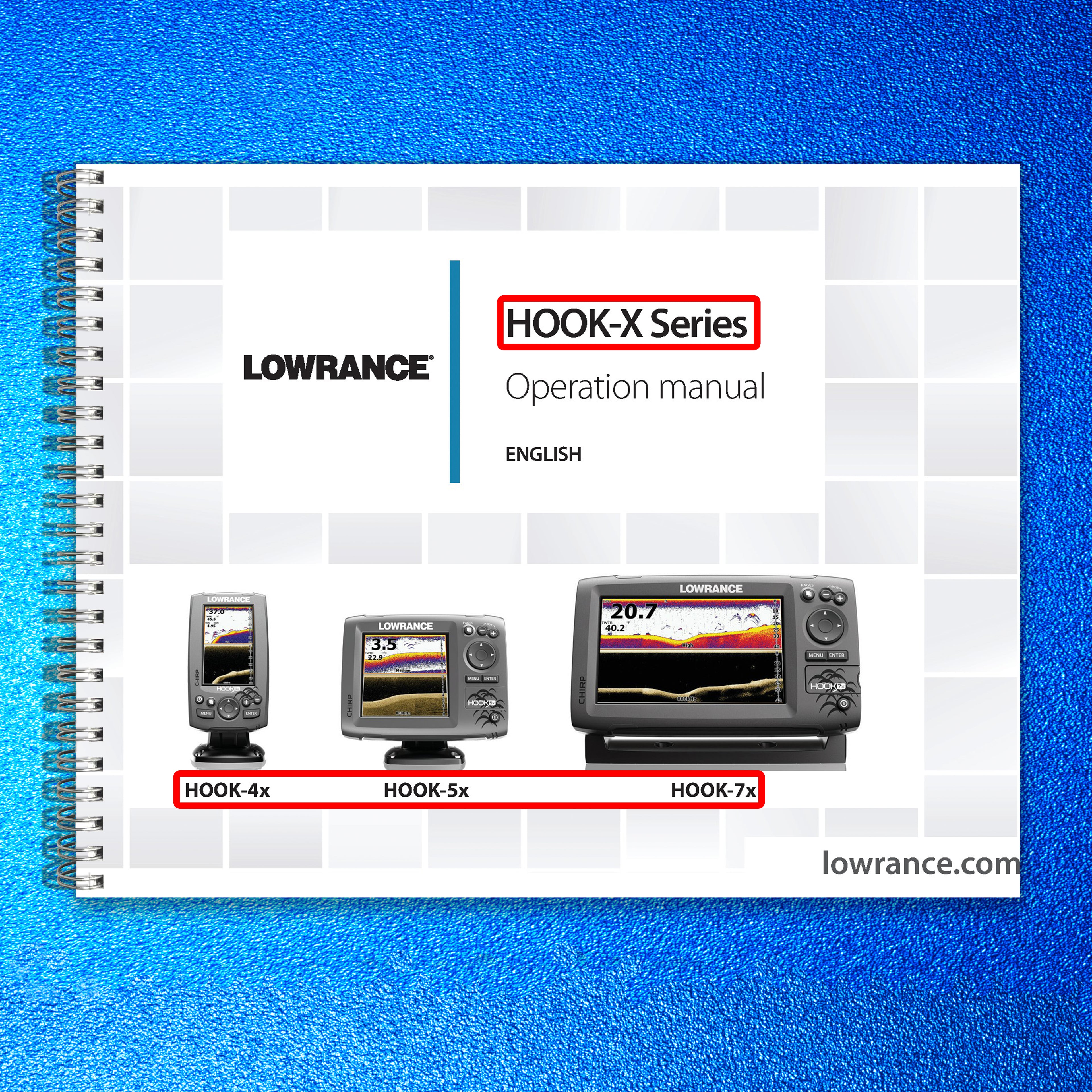 LOWRANCE HOOK 4X 5X 7X Sonar User Instruction Manual TOUGH WIRE BINDING & COVERS