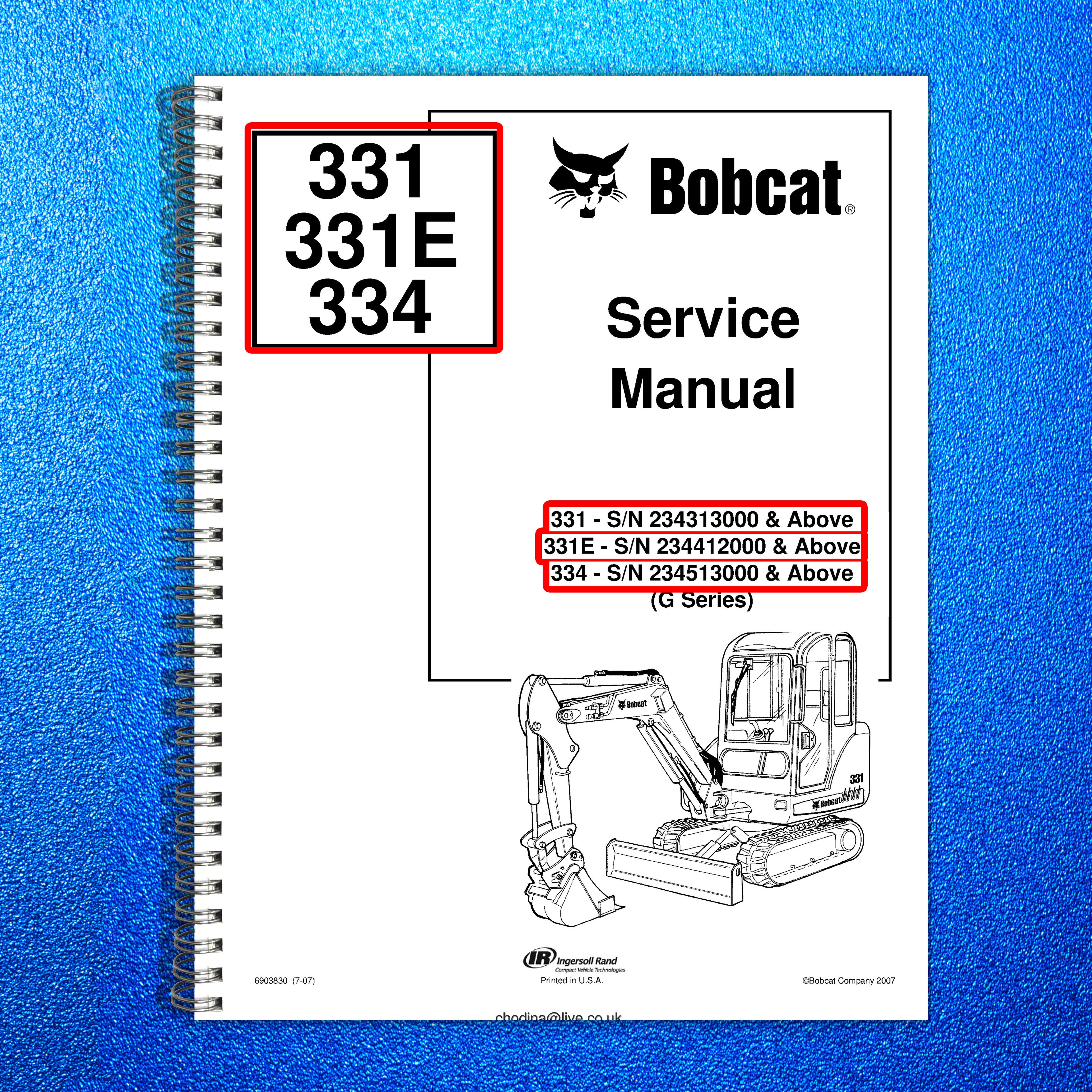 BOBCAT 331 331E 334 G Series Compact Excavator Service Manual, FOLDOUTS