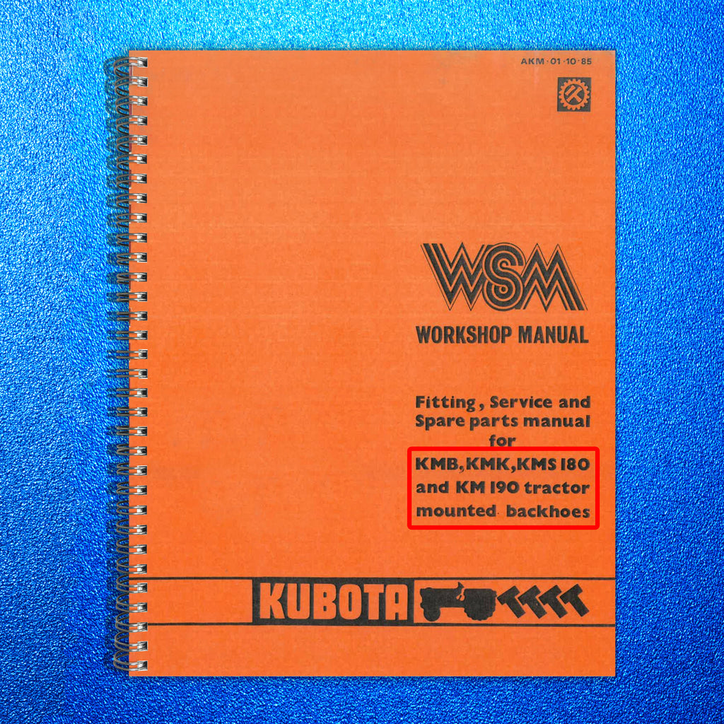 KUBOTA KMB KMK KMS180 KM190 Workshop Service Manual - WIRE BOUND, TOUGH COVERS