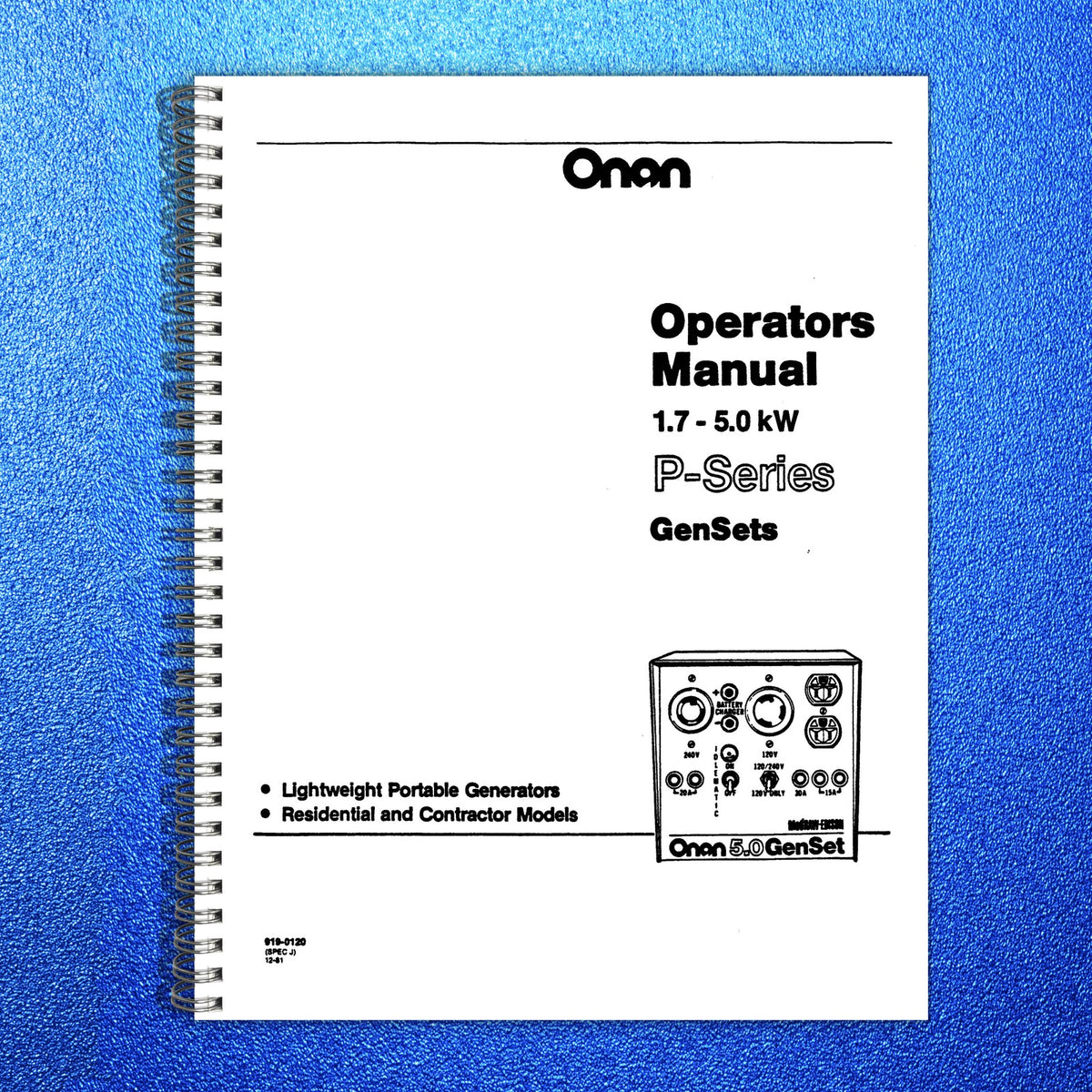 ONAN P-Series 17-50 kW Portable GenSet Operators Manual 1981 - WIRE BOUND