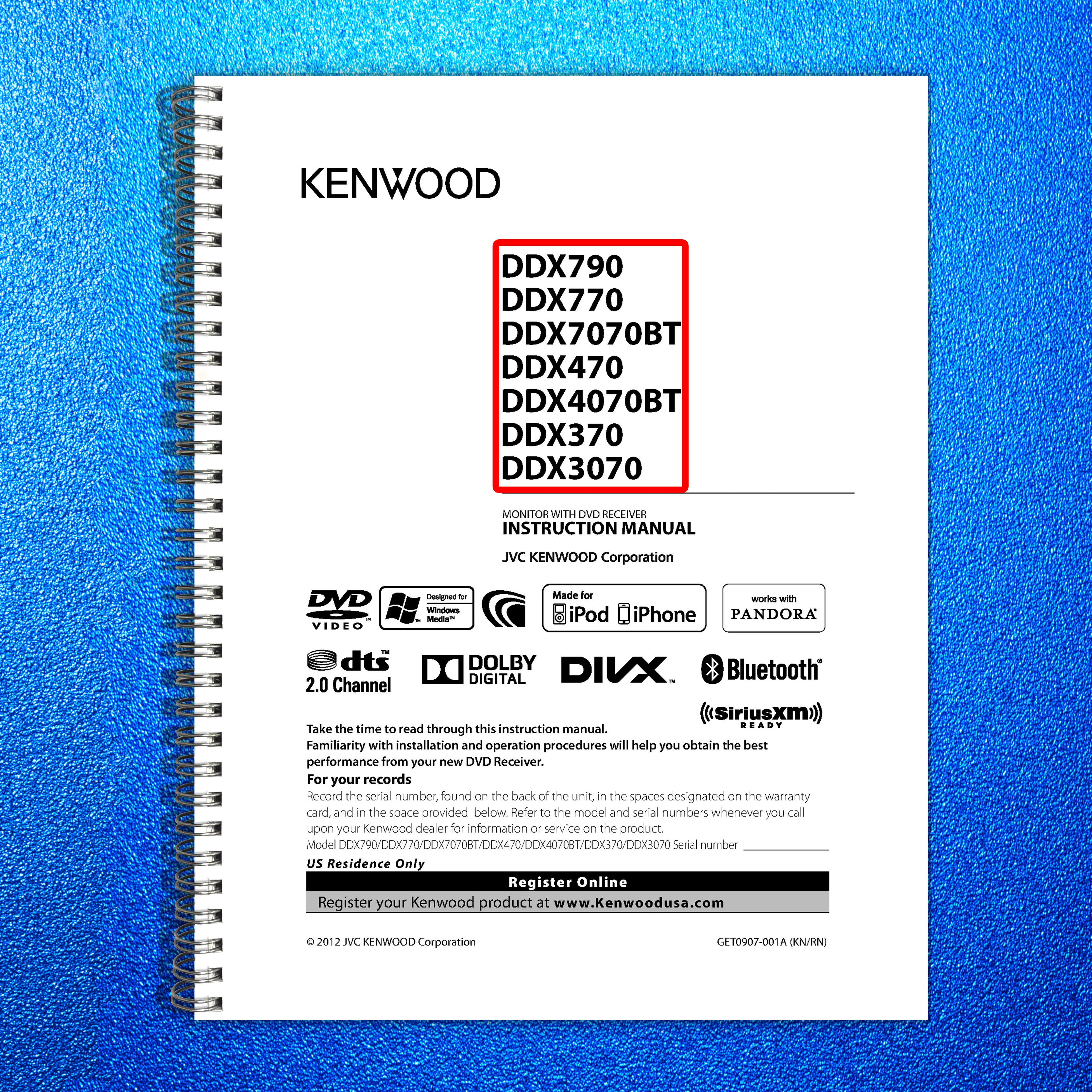 KENWOOD DDX790 770 7070BT 470 4070BT 370 3070 Monitor Instruction Manual - BOUND