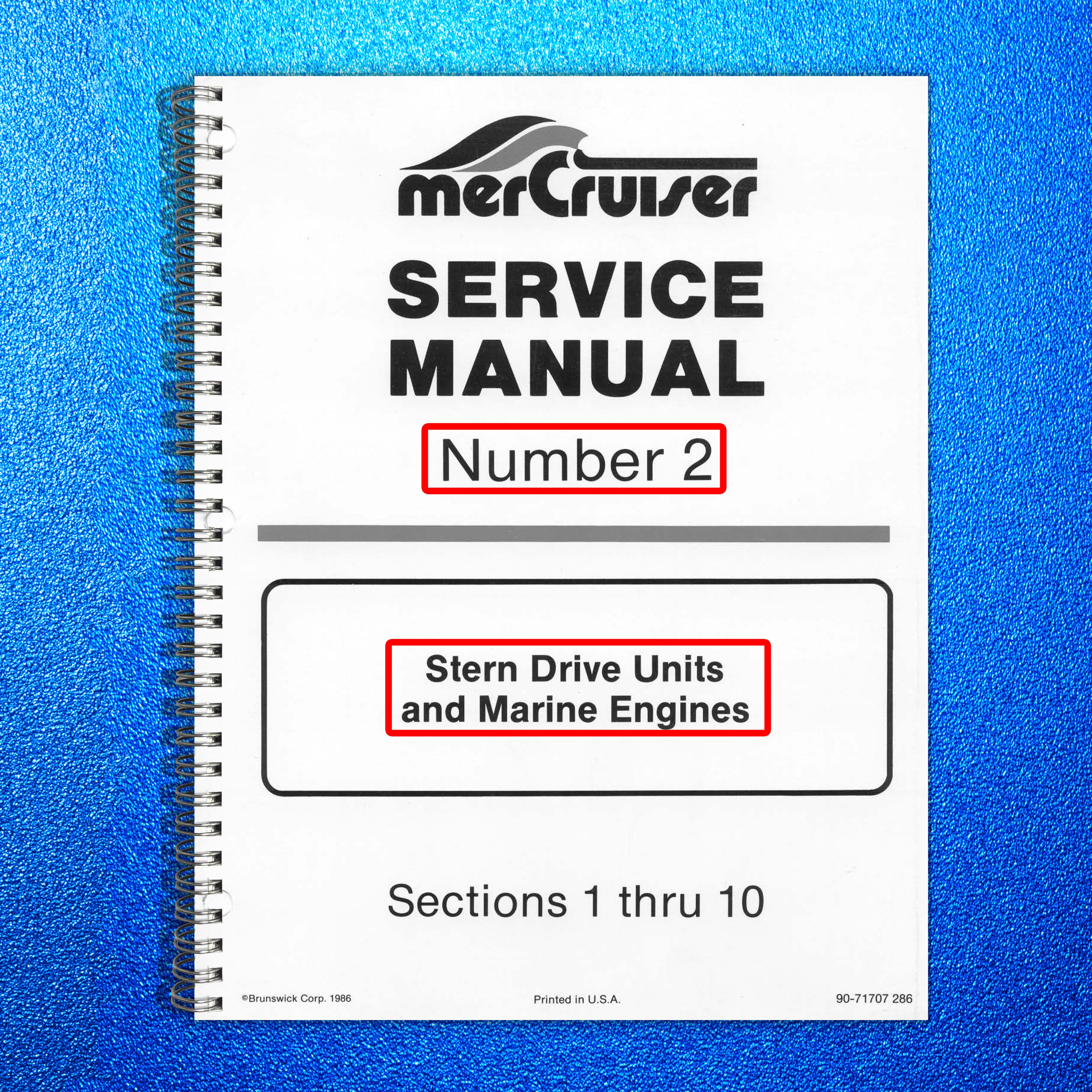 MERCURY MERCRUISER NO. 2 STERN DRIVE MARINE ENGINES SERVICE MANUAL, BOUND COVERS