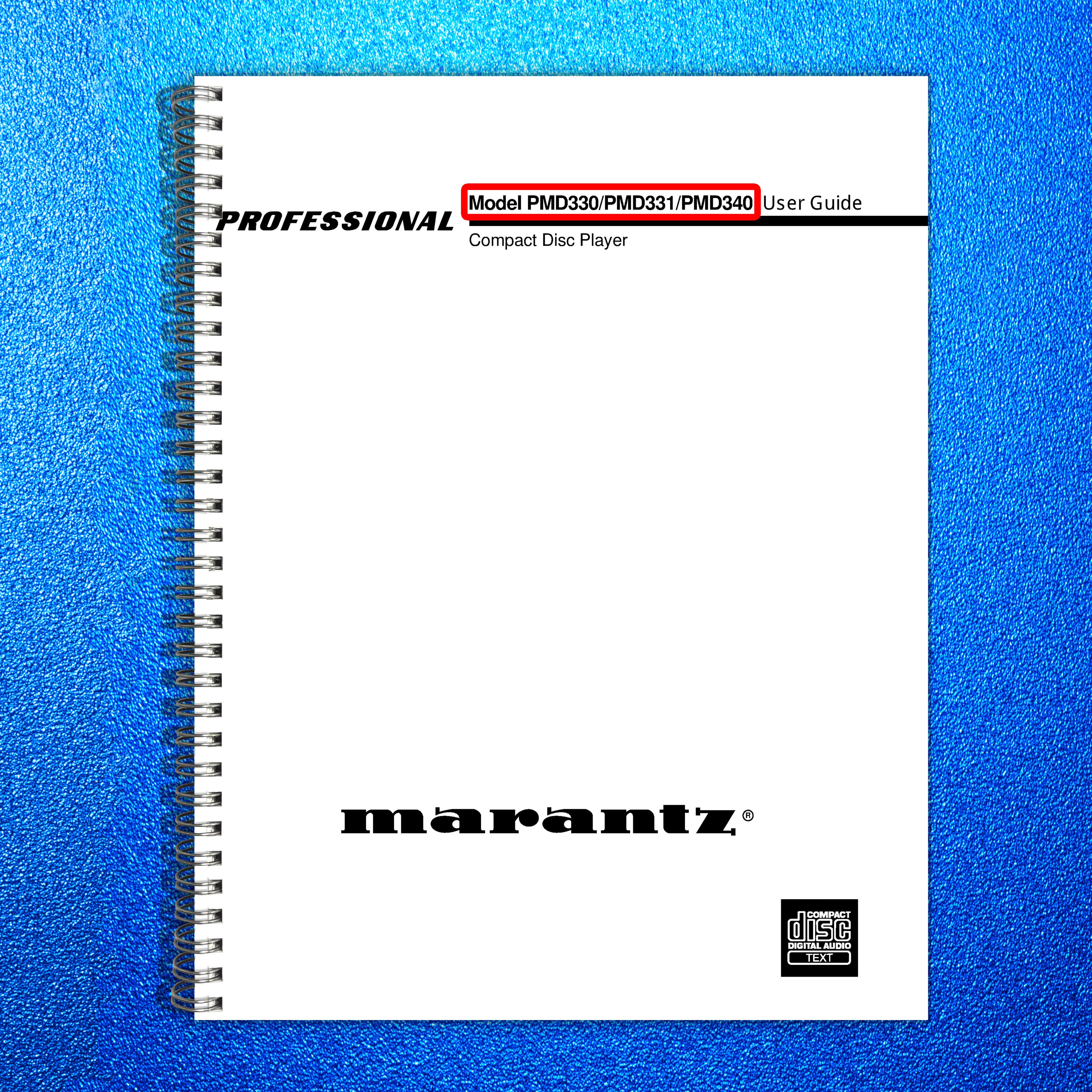 MARANTZ PMD330 PMD331 PMD340 Compact Disc Player Owners Manual - WIRE BOUND