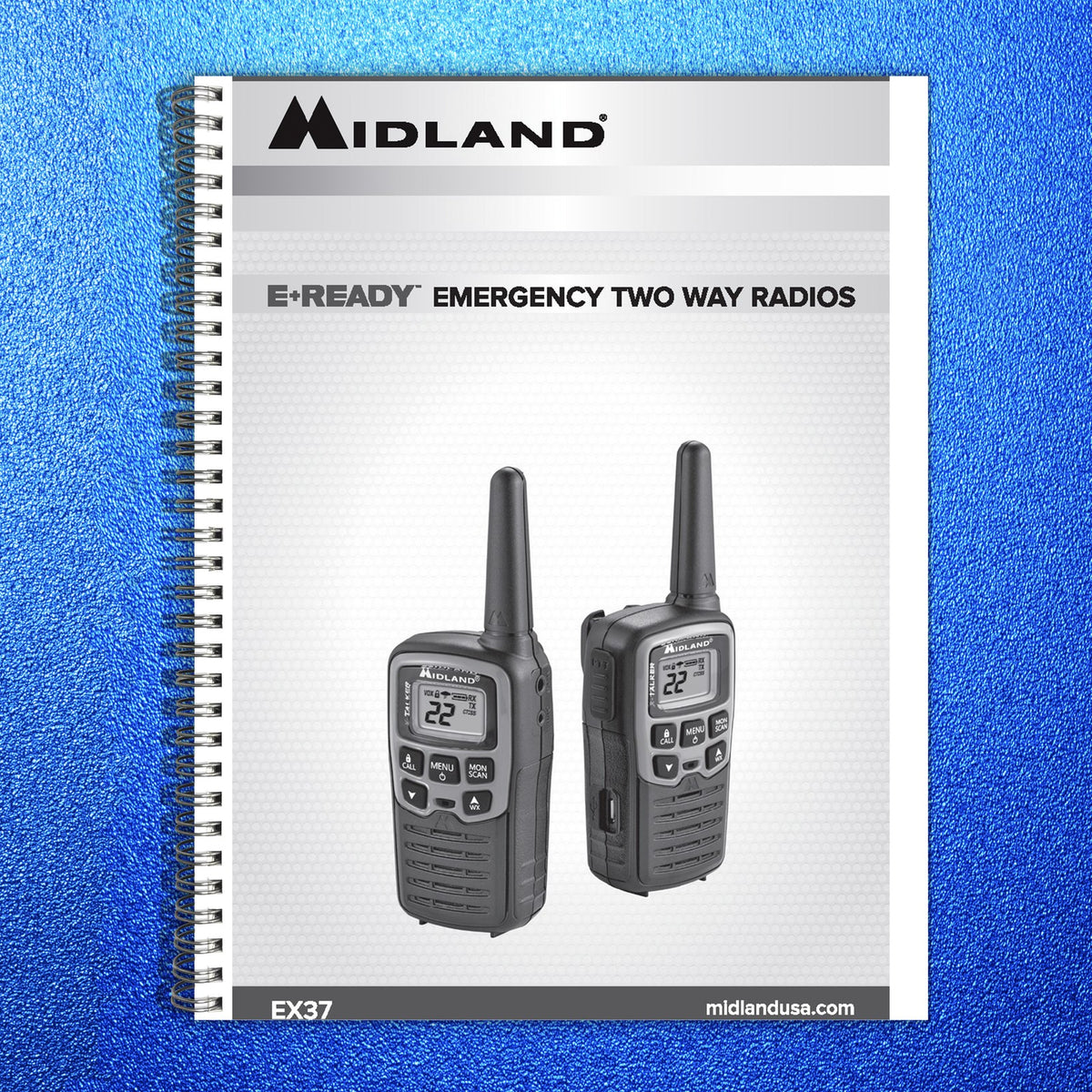MIDLAND EX37 Two-Way Radio Owners Manual - STEEL WIRE BOUND - PROTECTIVE COVERS